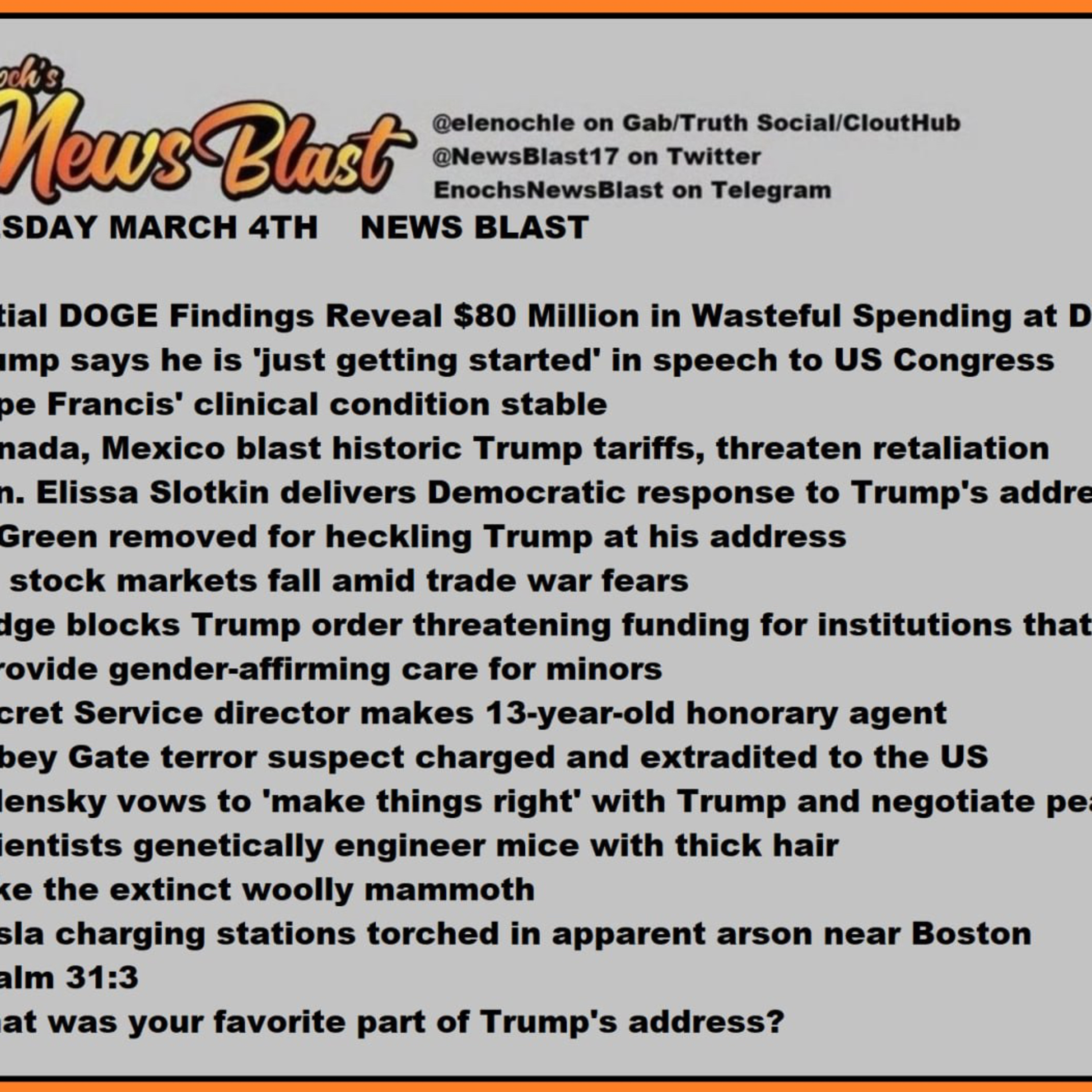 Tuesday, March 4, 2025 News Blast episode artwork