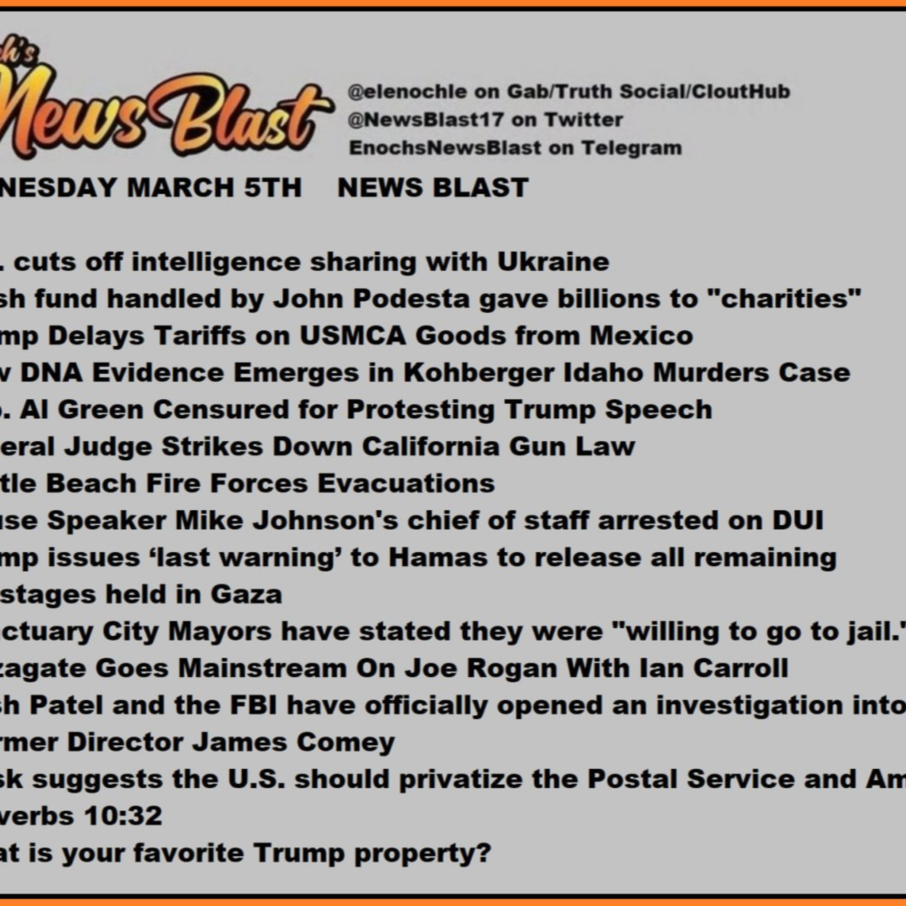 Wednesday, March 5, 2025 News Blast episode artwork
