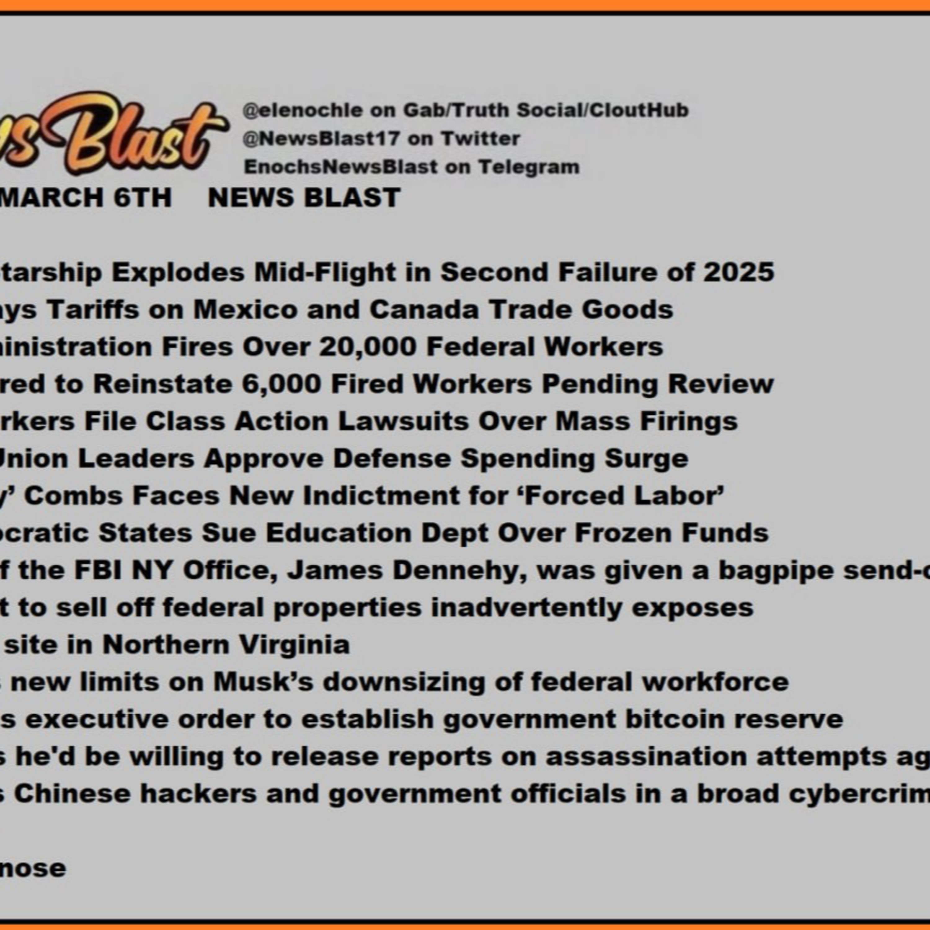 Thursday, March 6, 2025 News Blast episode artwork