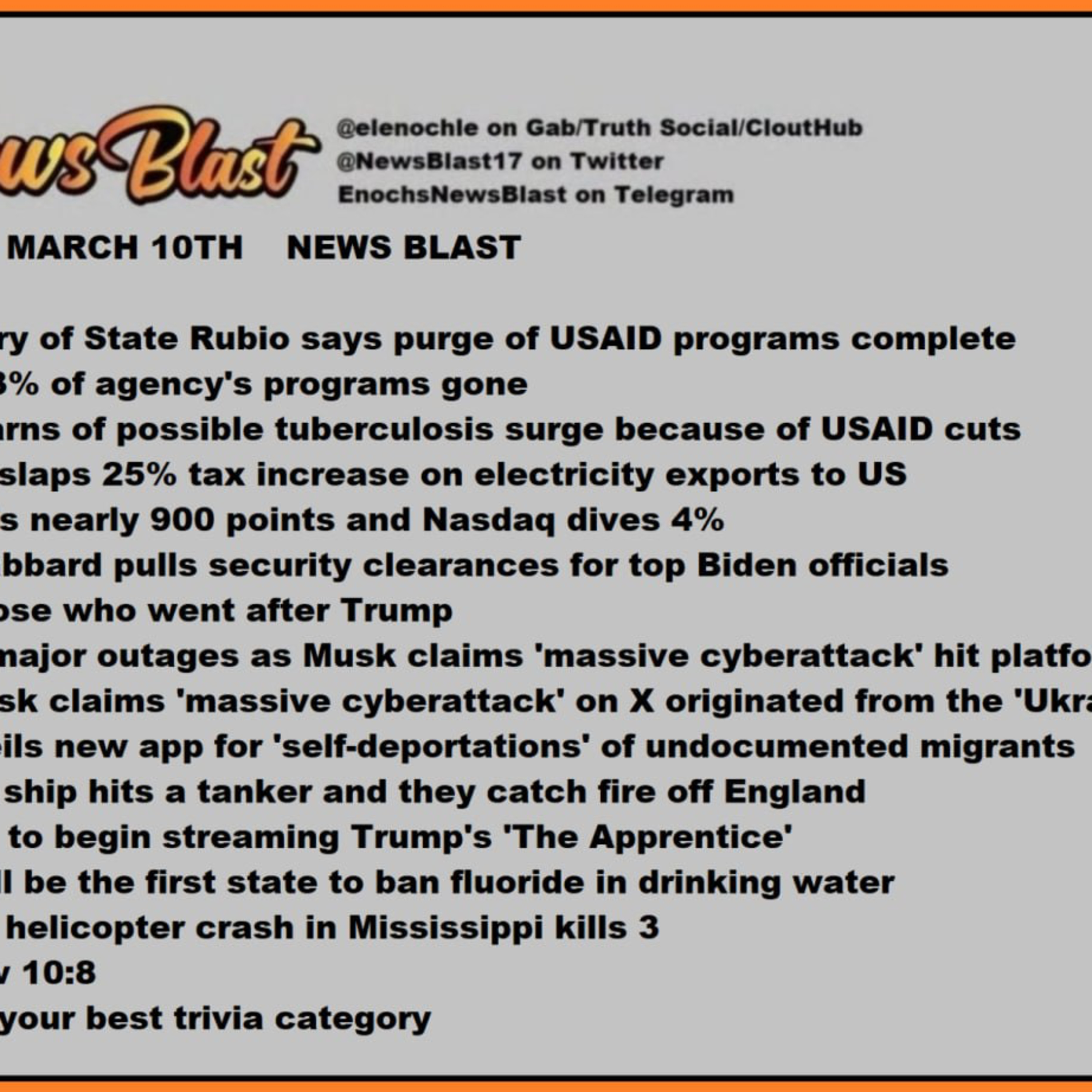 Monday, March 10, 2025 News Blast episode artwork