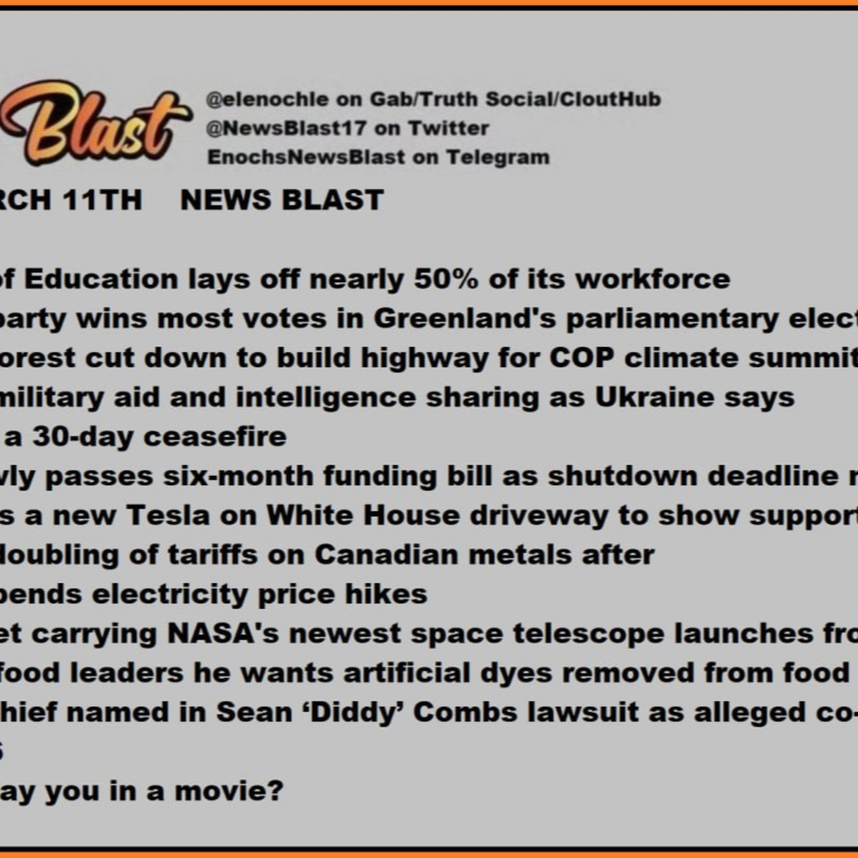 Tuesday, March 11, 2025 News Blast episode artwork