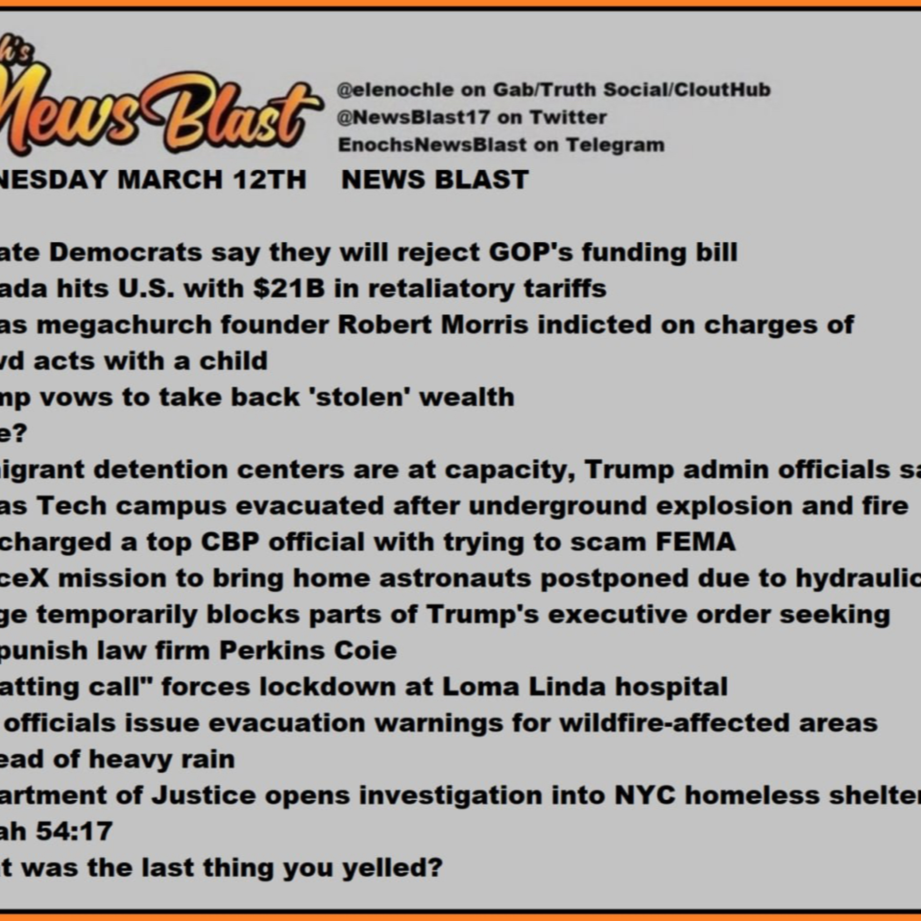 Wednesday, March 12, 2025 News Blast episode artwork
