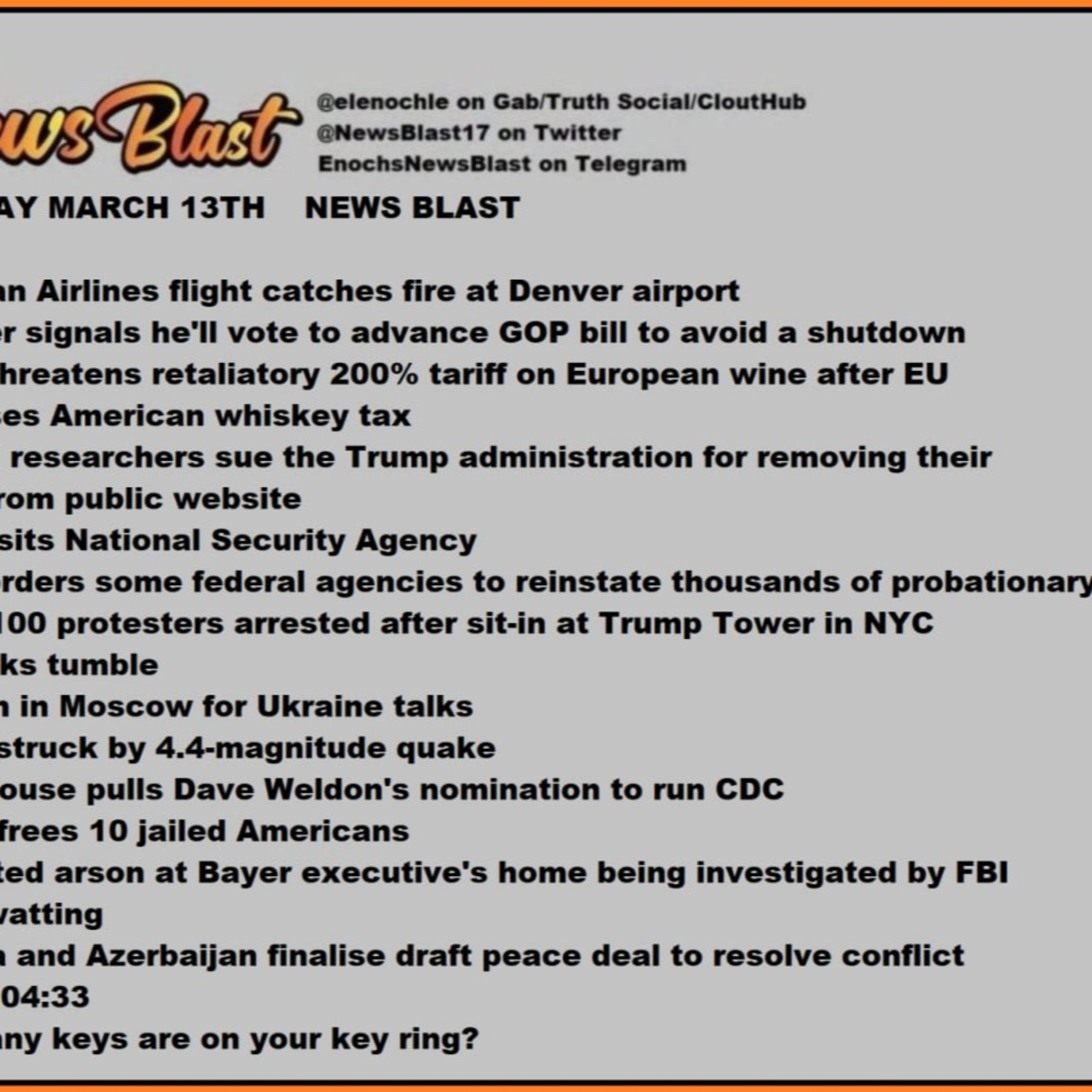 Thursday, March 13, 2025 News Blast episode artwork