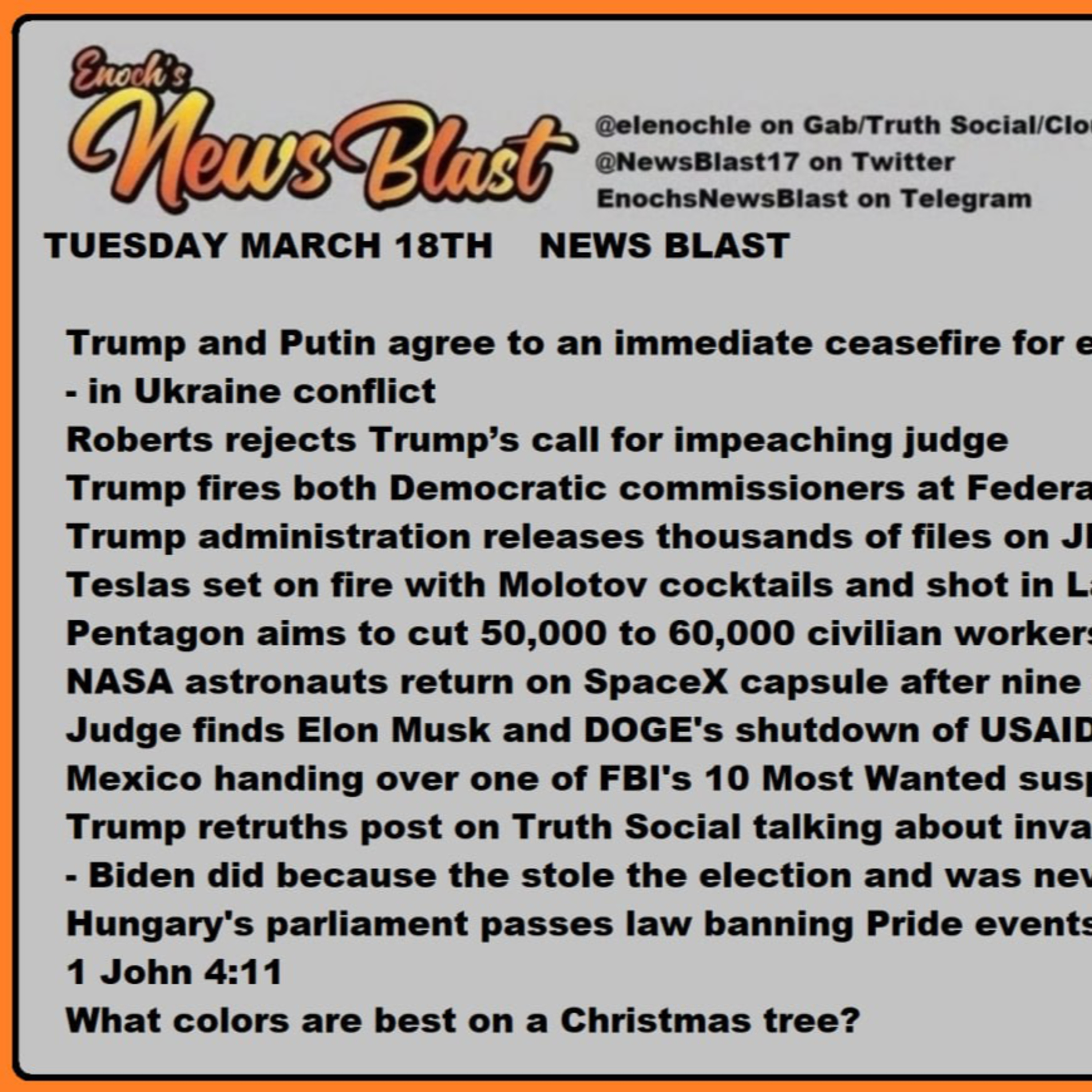 Tuesday, March 18, 2025 News Blast episode artwork
