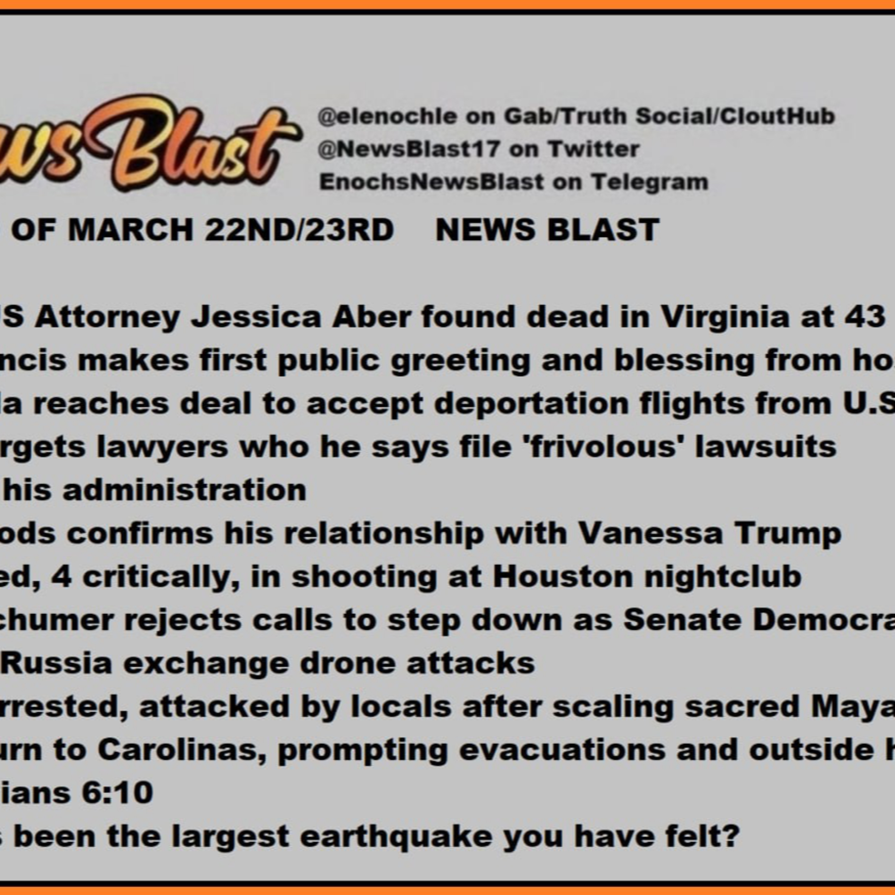 Weekend of March 22/23, 2025 News Blast episode artwork