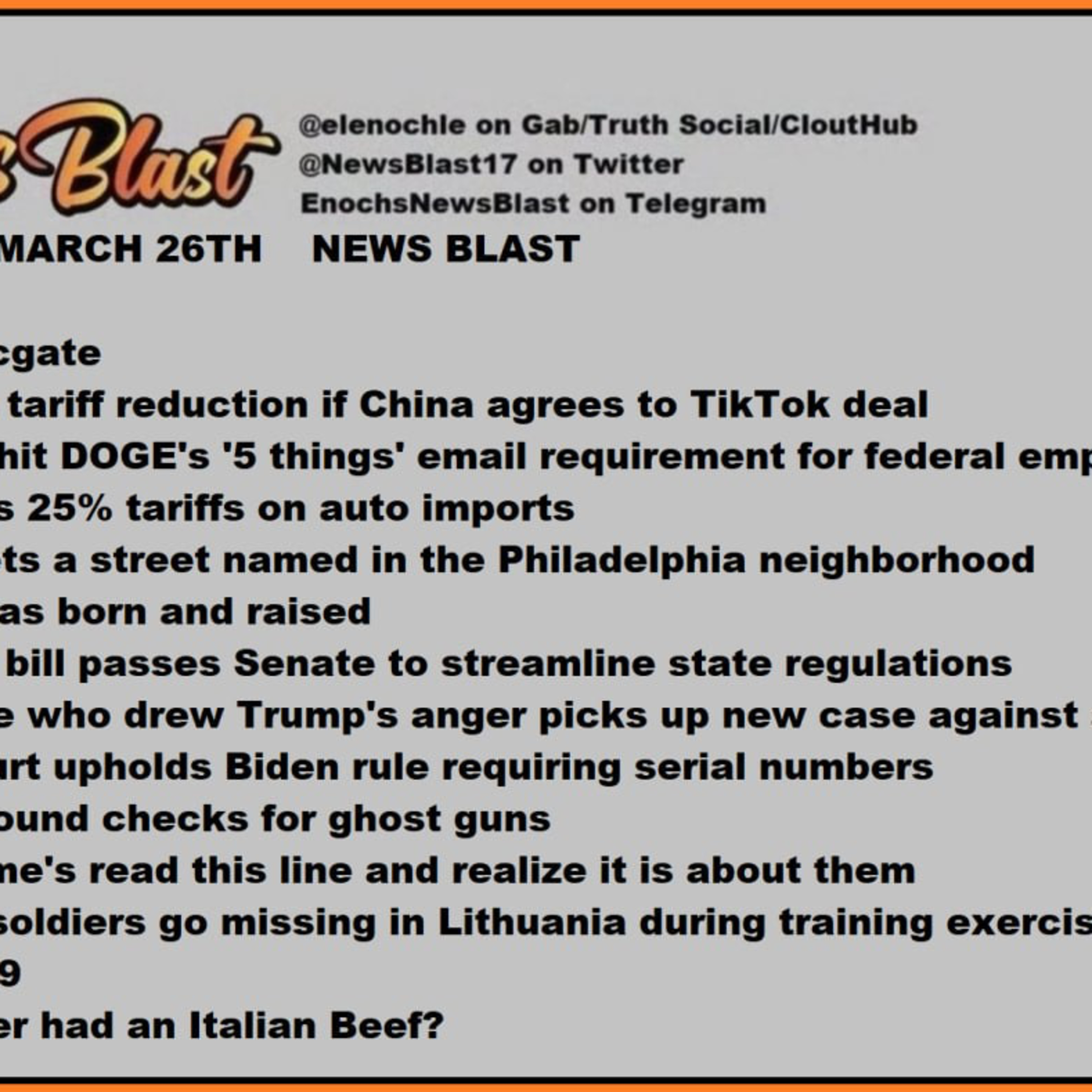 Wednesday, March 26, 2025 News Blast  episode artwork