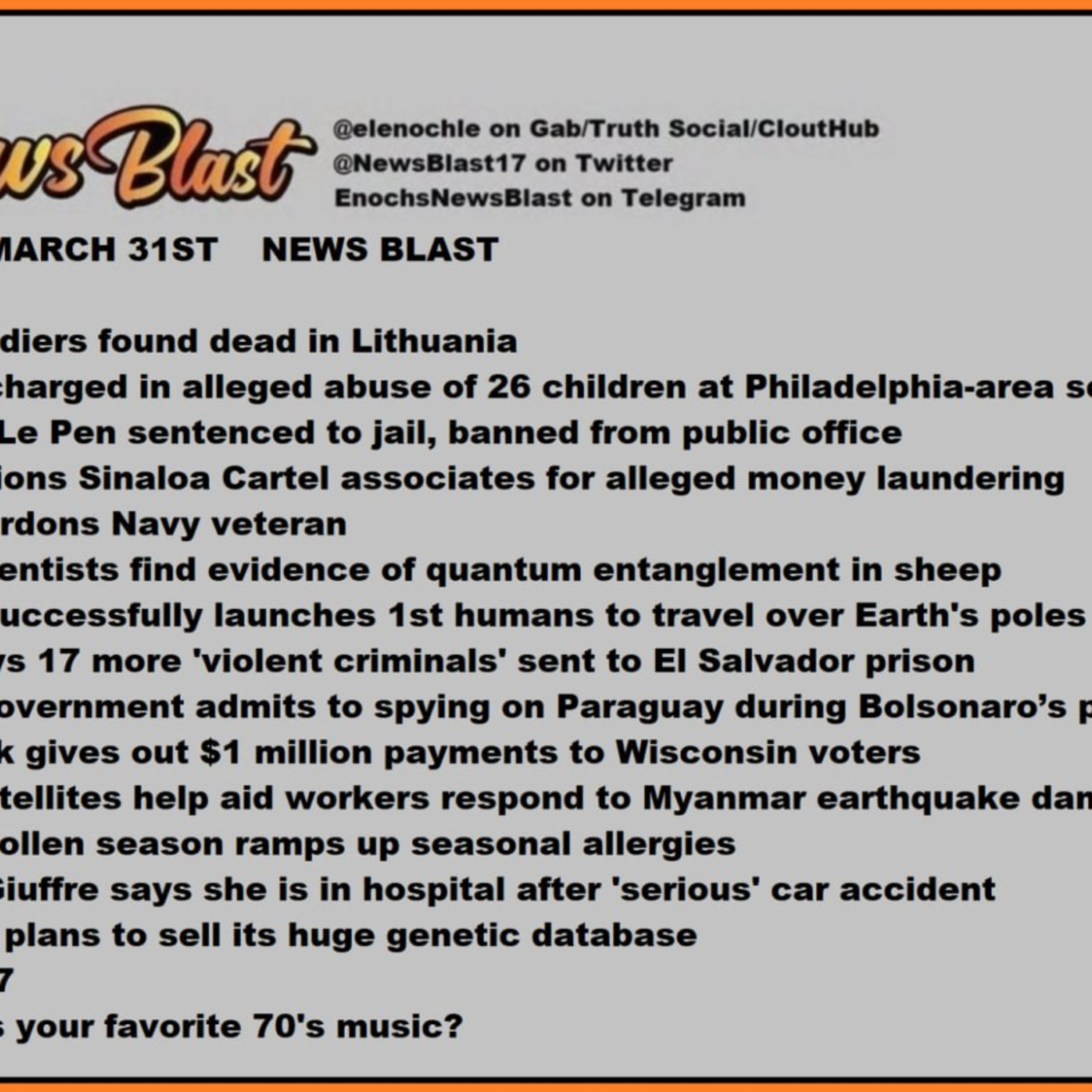 Monday March 31, 2025 News Blast episode artwork