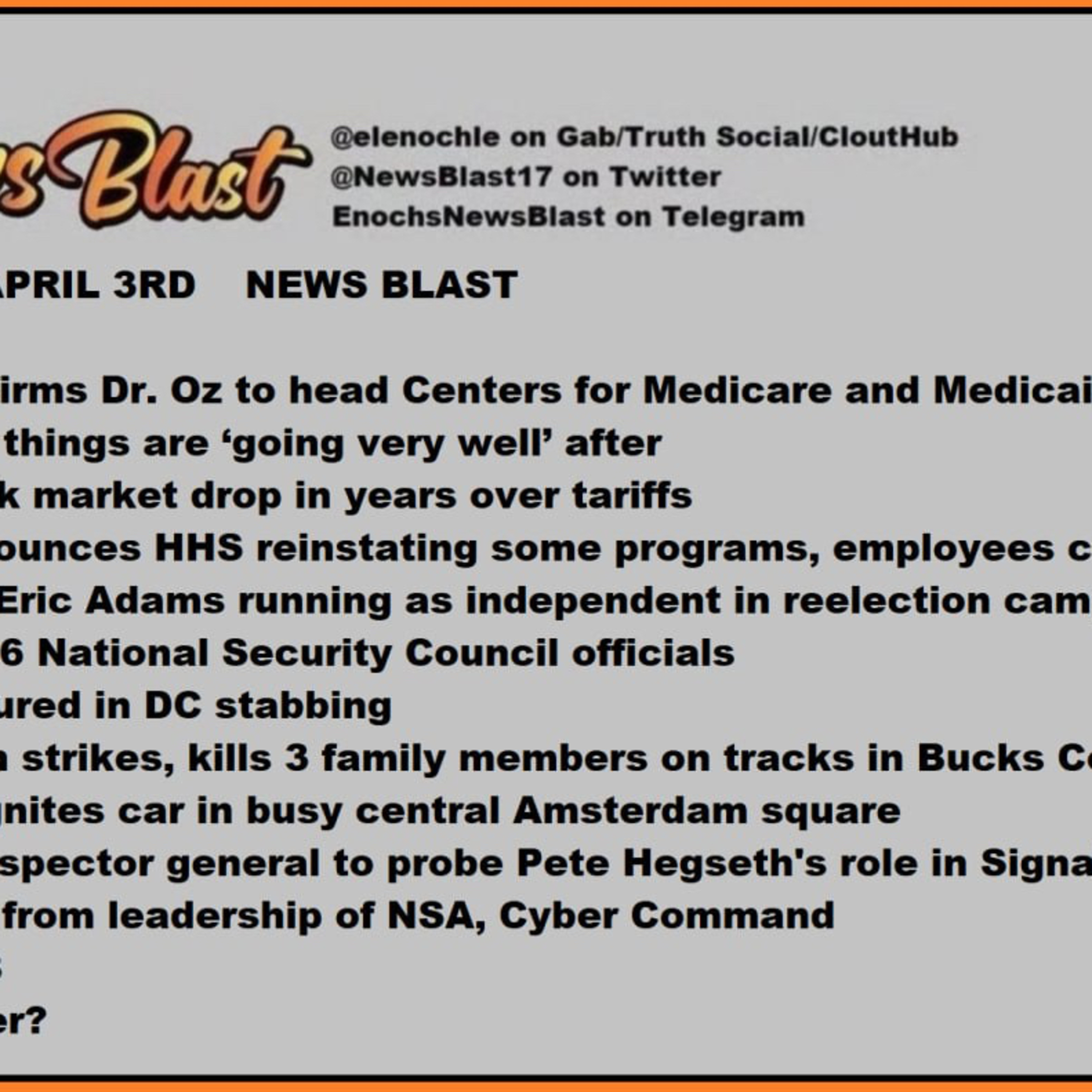 Thursday, April 3, 2025 News Blast episode artwork
