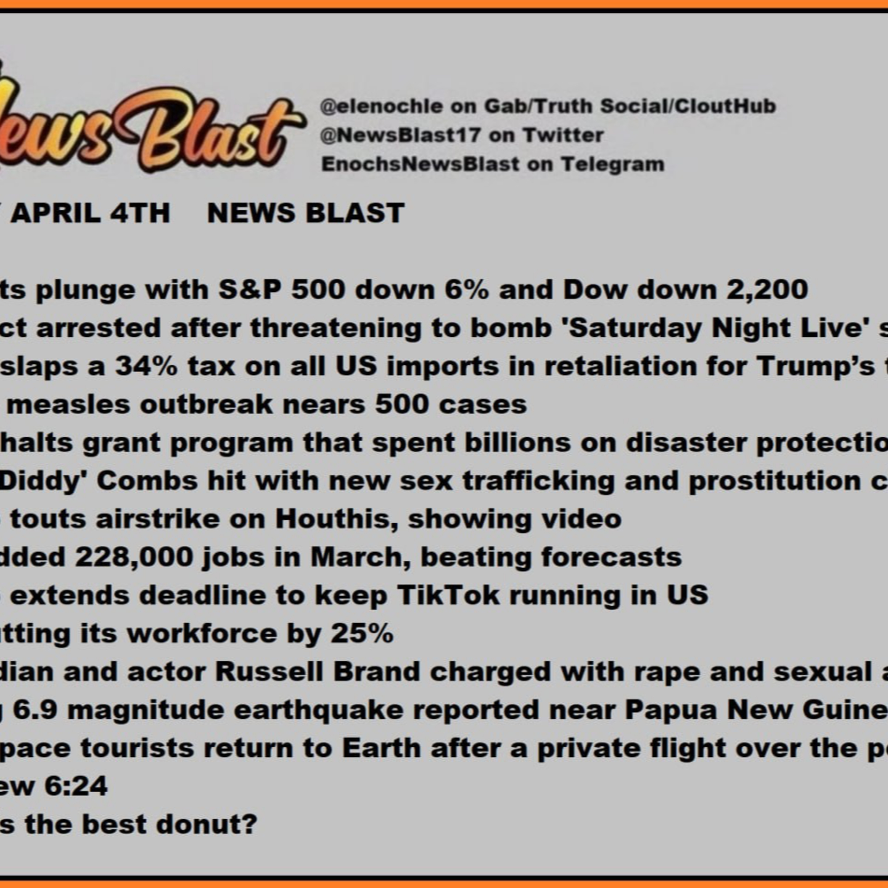 Friday, April 4, 2025 News Blast episode artwork