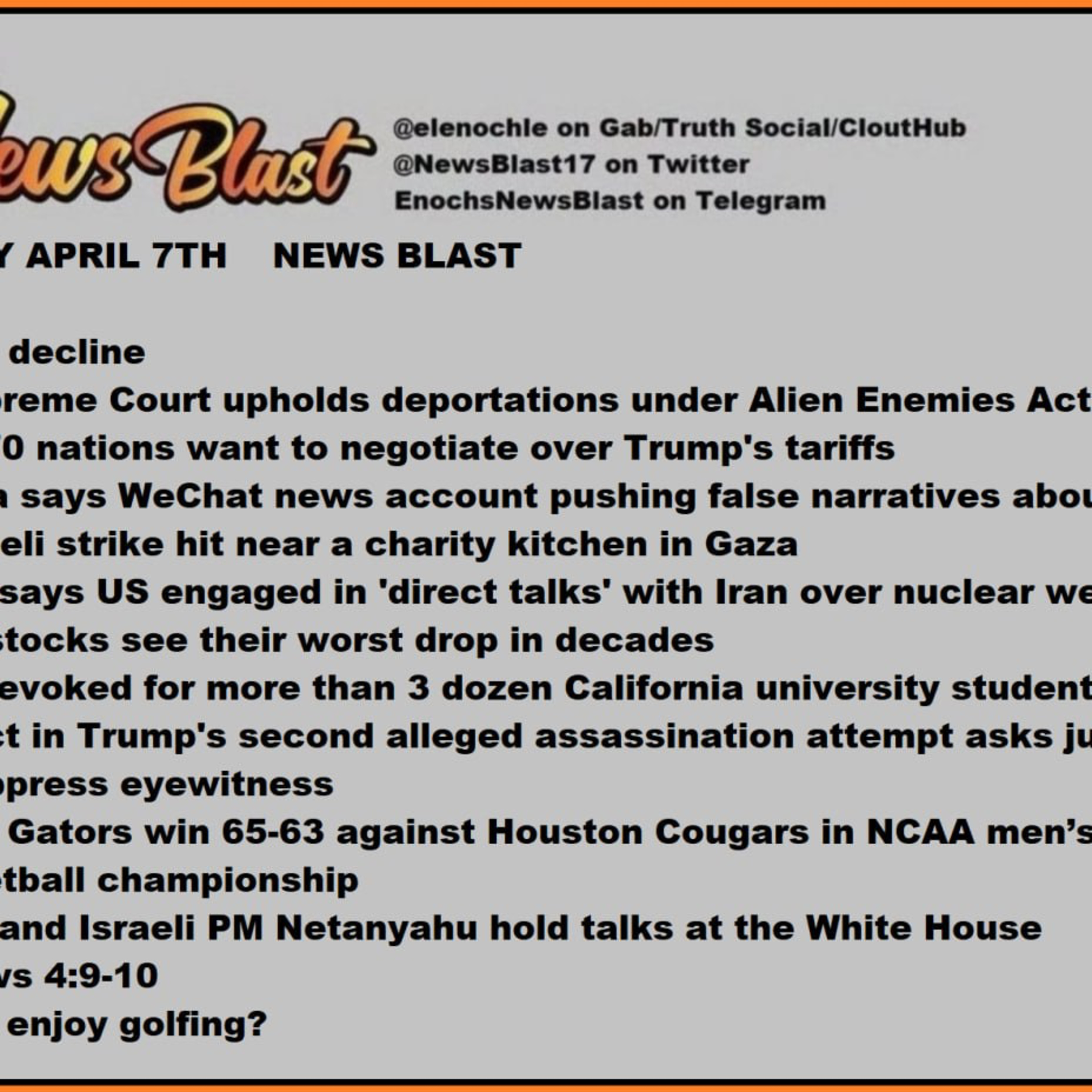 Monday, April 7, 2025 News Blast