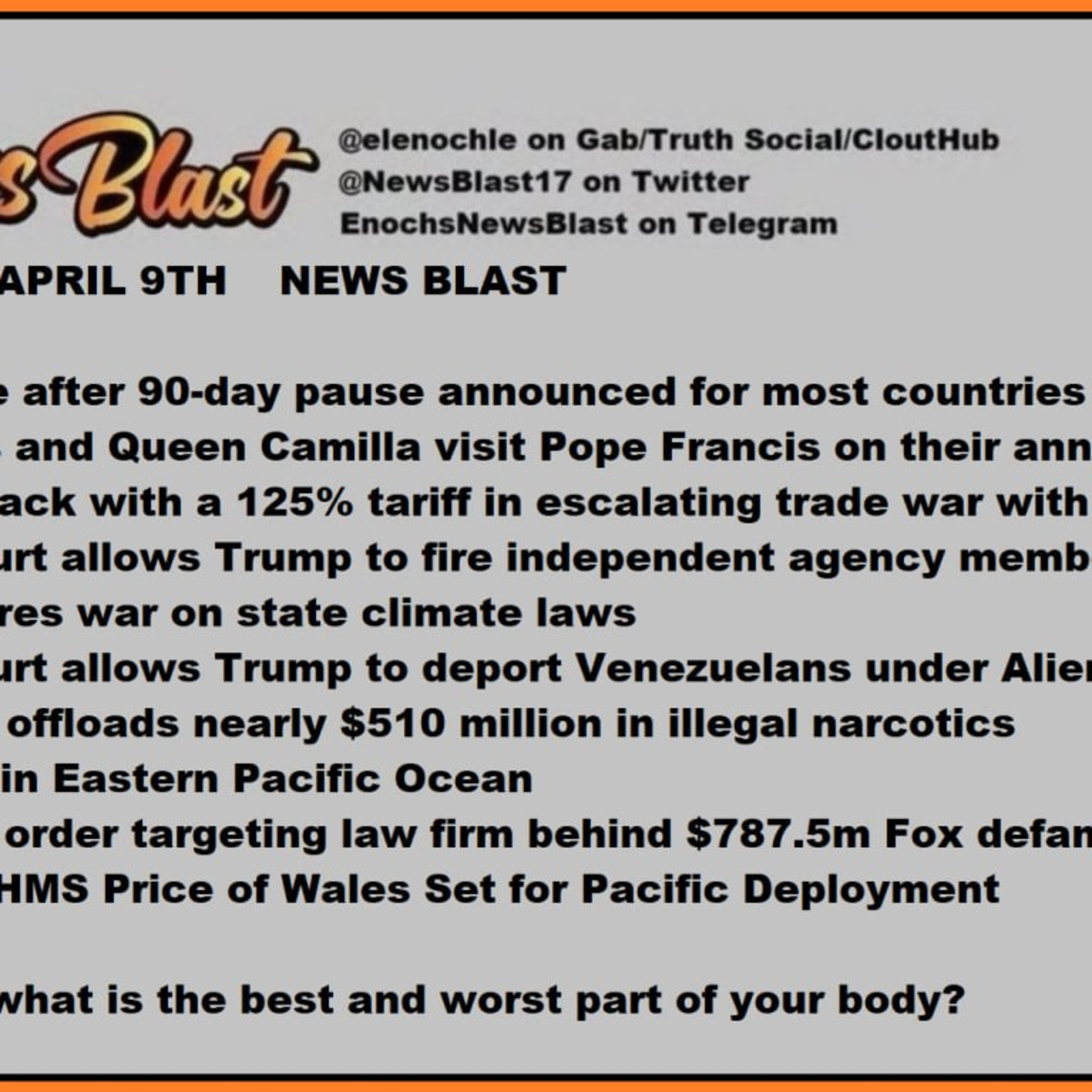 Wednesday April 9, 2025. News Blast episode artwork