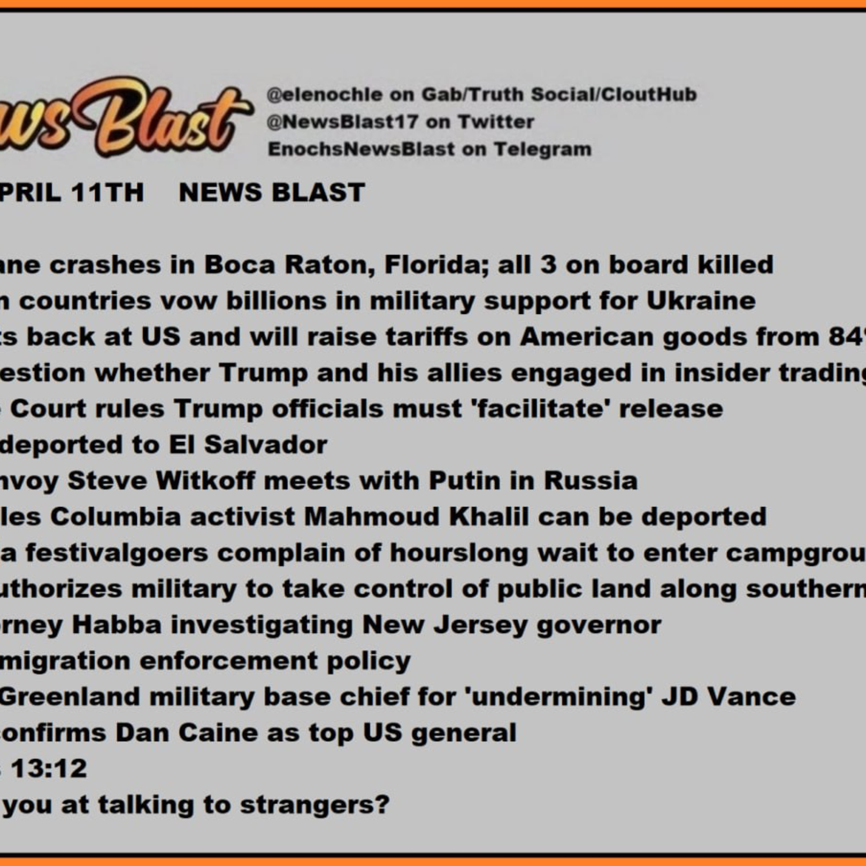 Friday April 11, 2025. News Blast