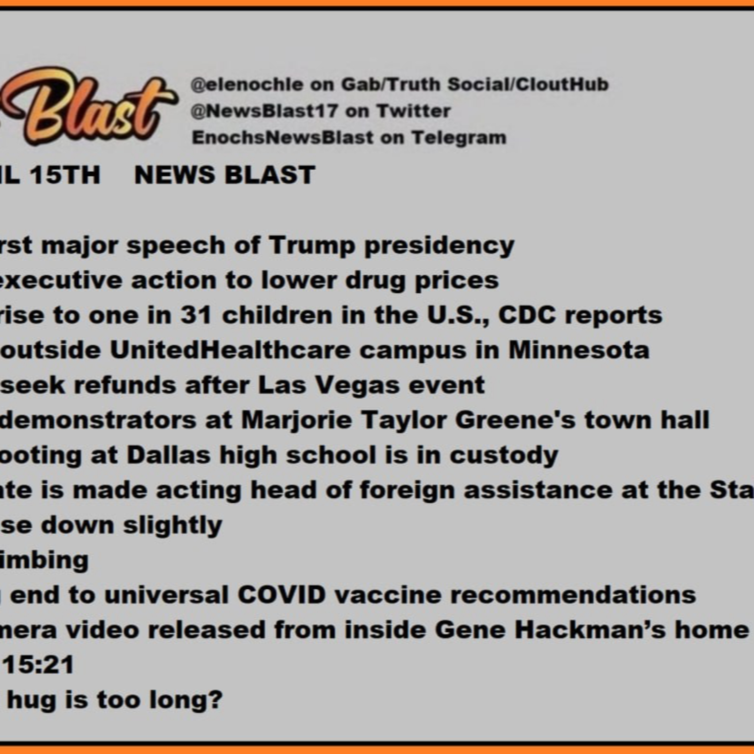 Tuesday April 15, 2025. News Blast episode artwork