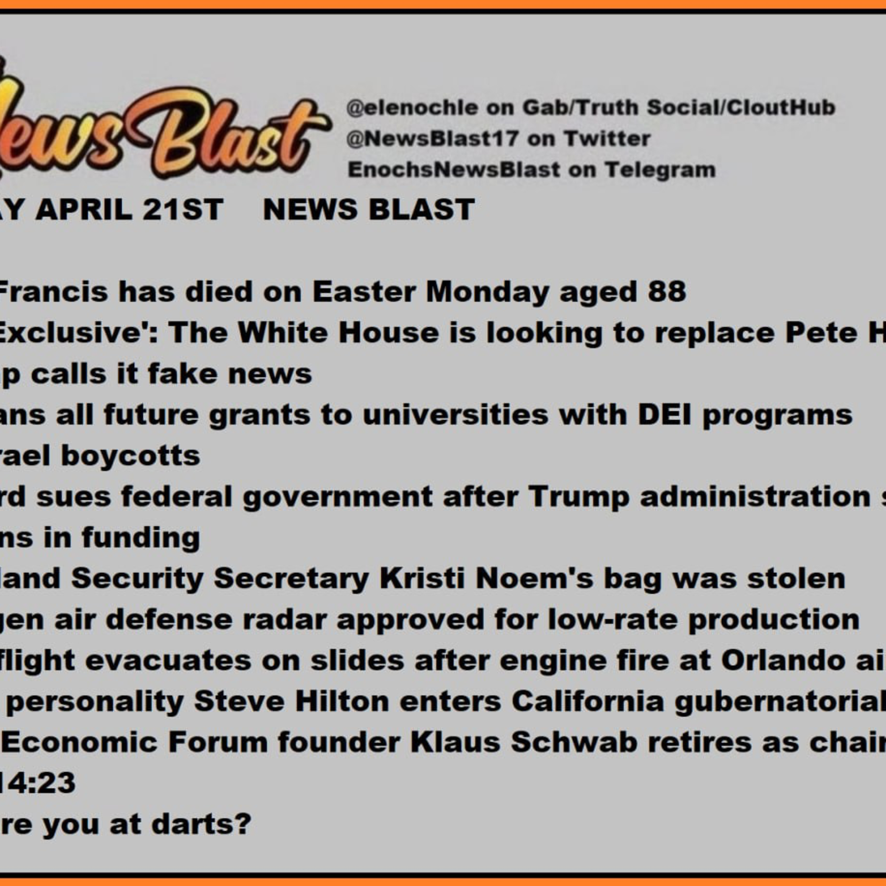 Monday, April 21, 2025 News Blast episode artwork