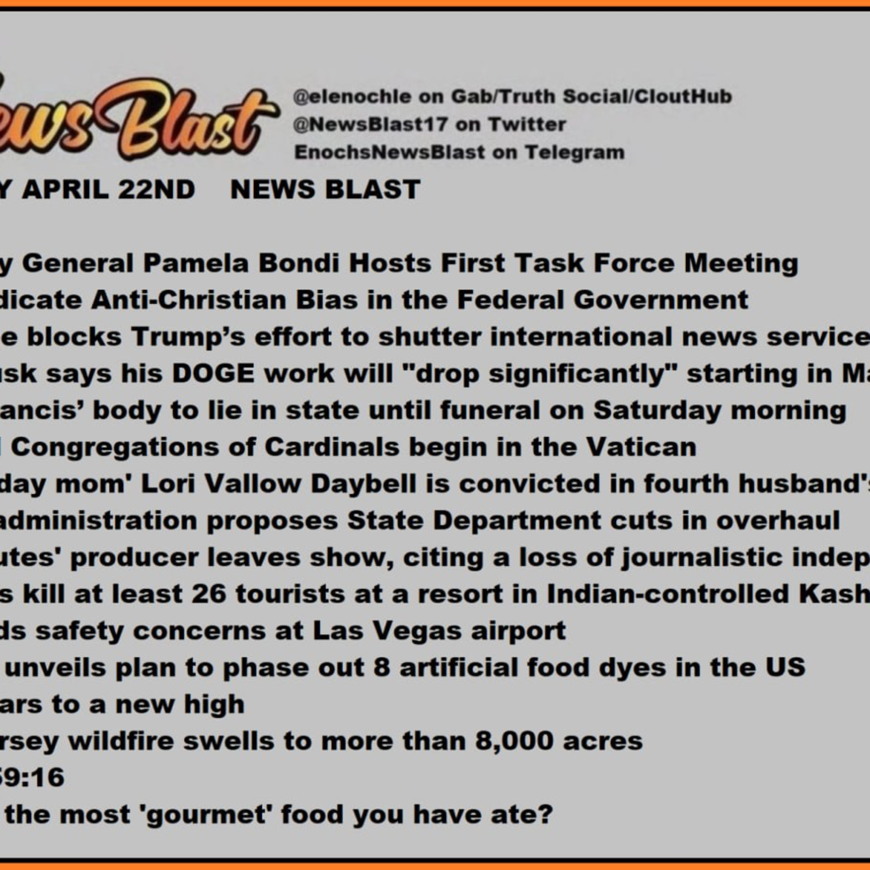 Tuesday, April 22, 2025 News Blast
