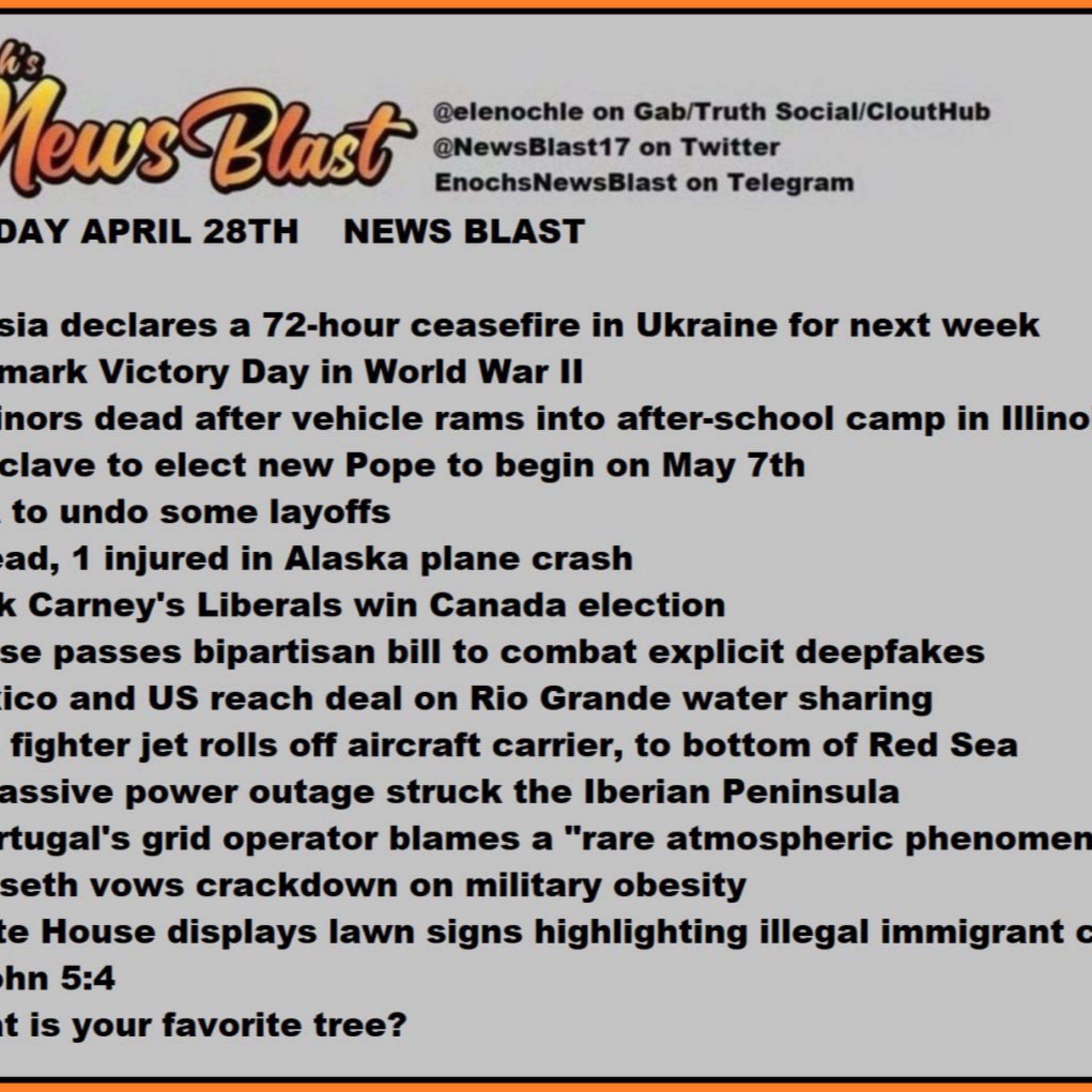 Monday, April 28, 2025 N ews Blast episode artwork