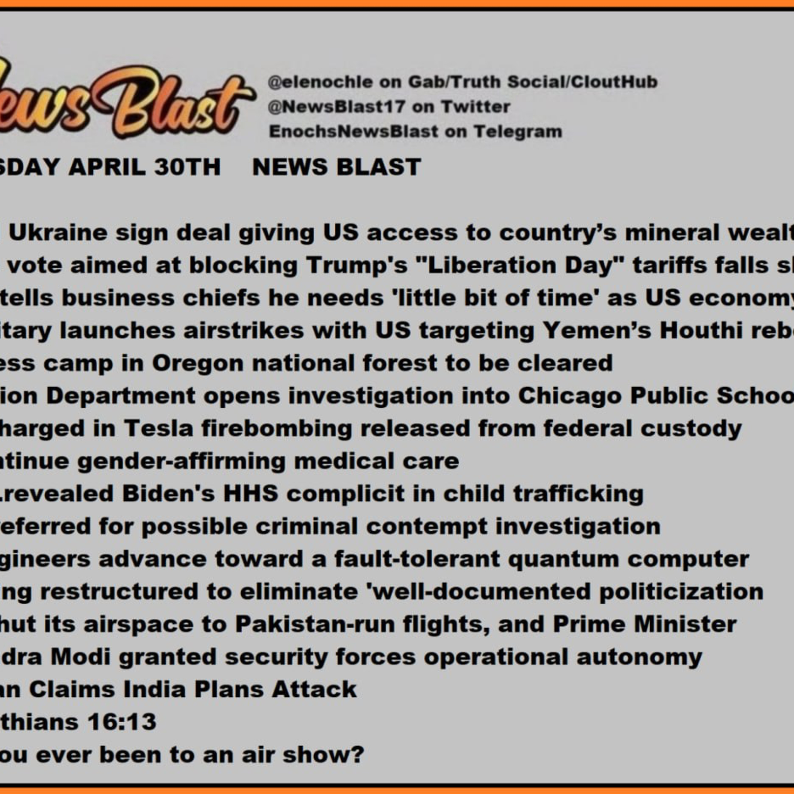 Wednesday, April 30, 2025 News Blast episode artwork
