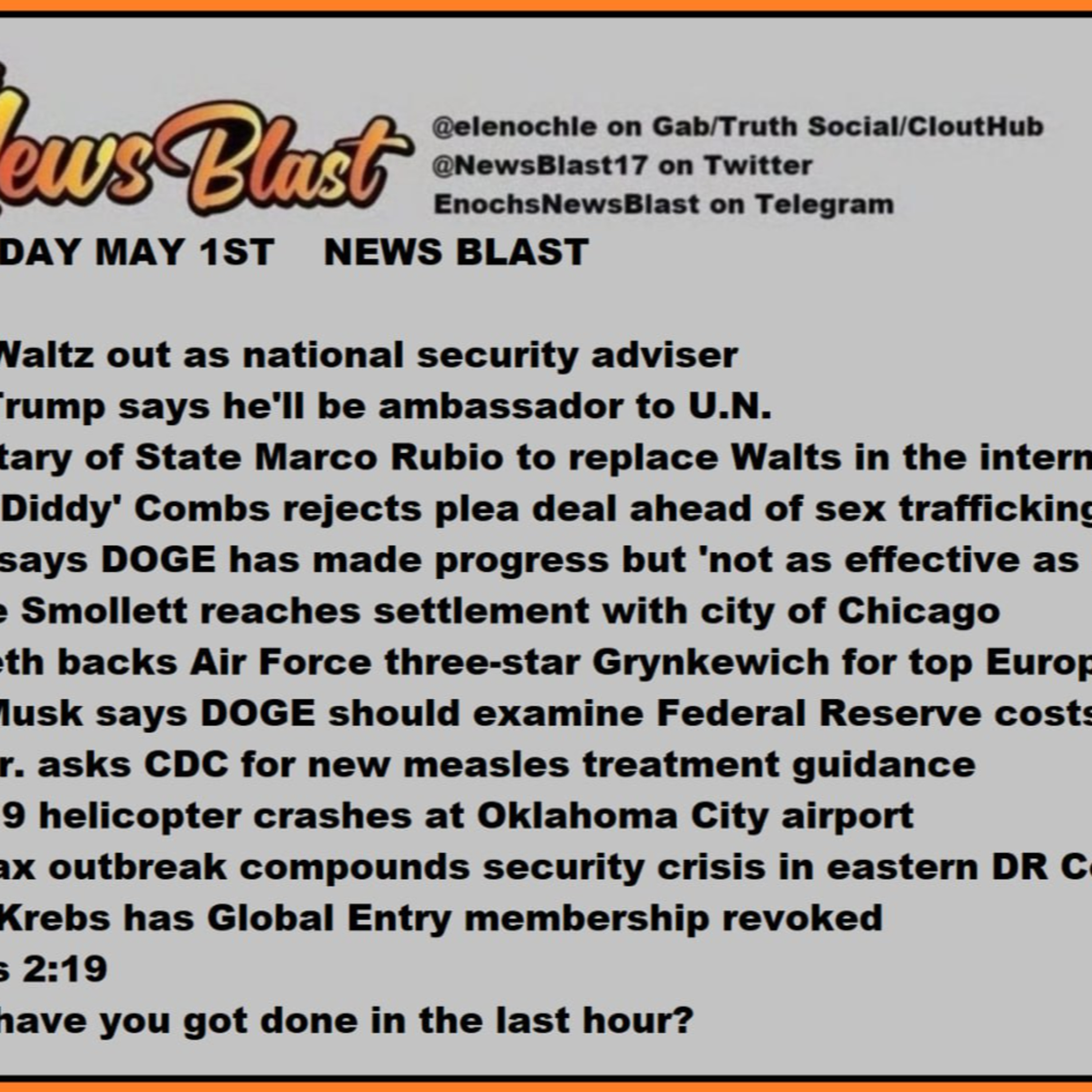 Thursday May 1, 2025 News Blast episode artwork
