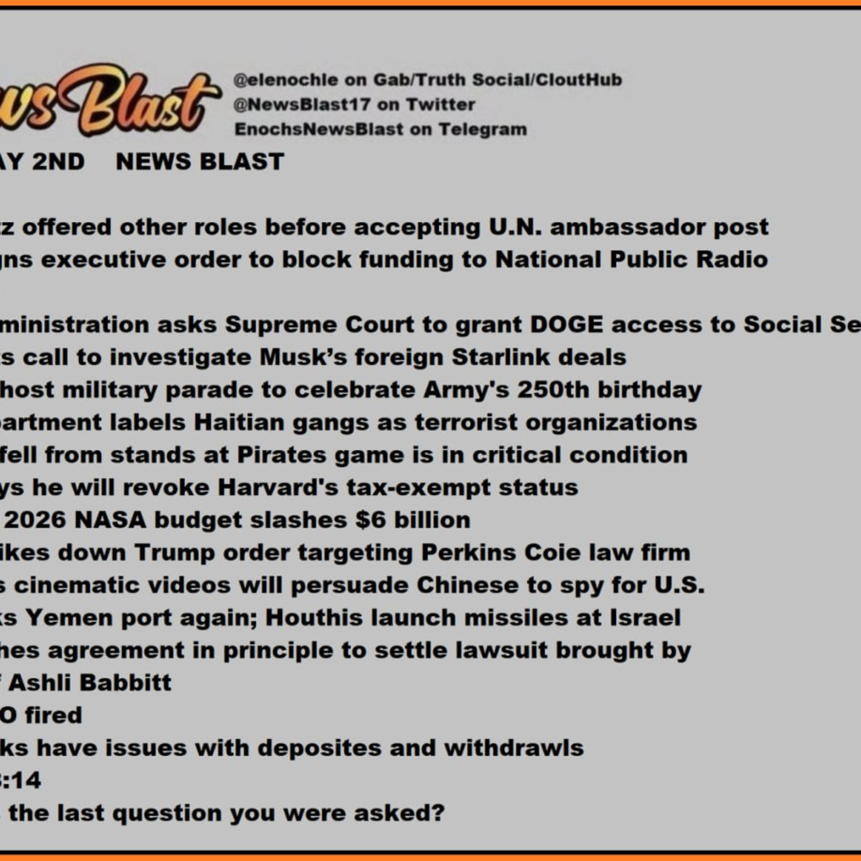 Friday, May 2, 2025 News Blast episode artwork