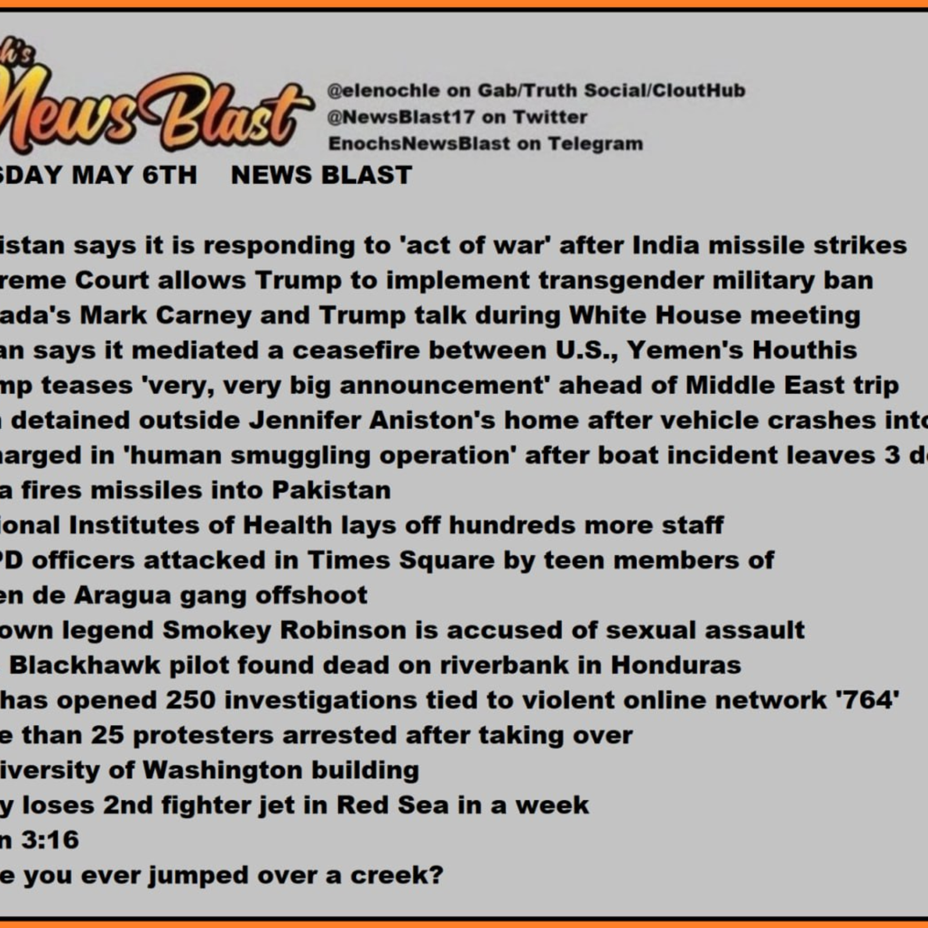 Tuesday, May 6, 2025 News Blast episode artwork