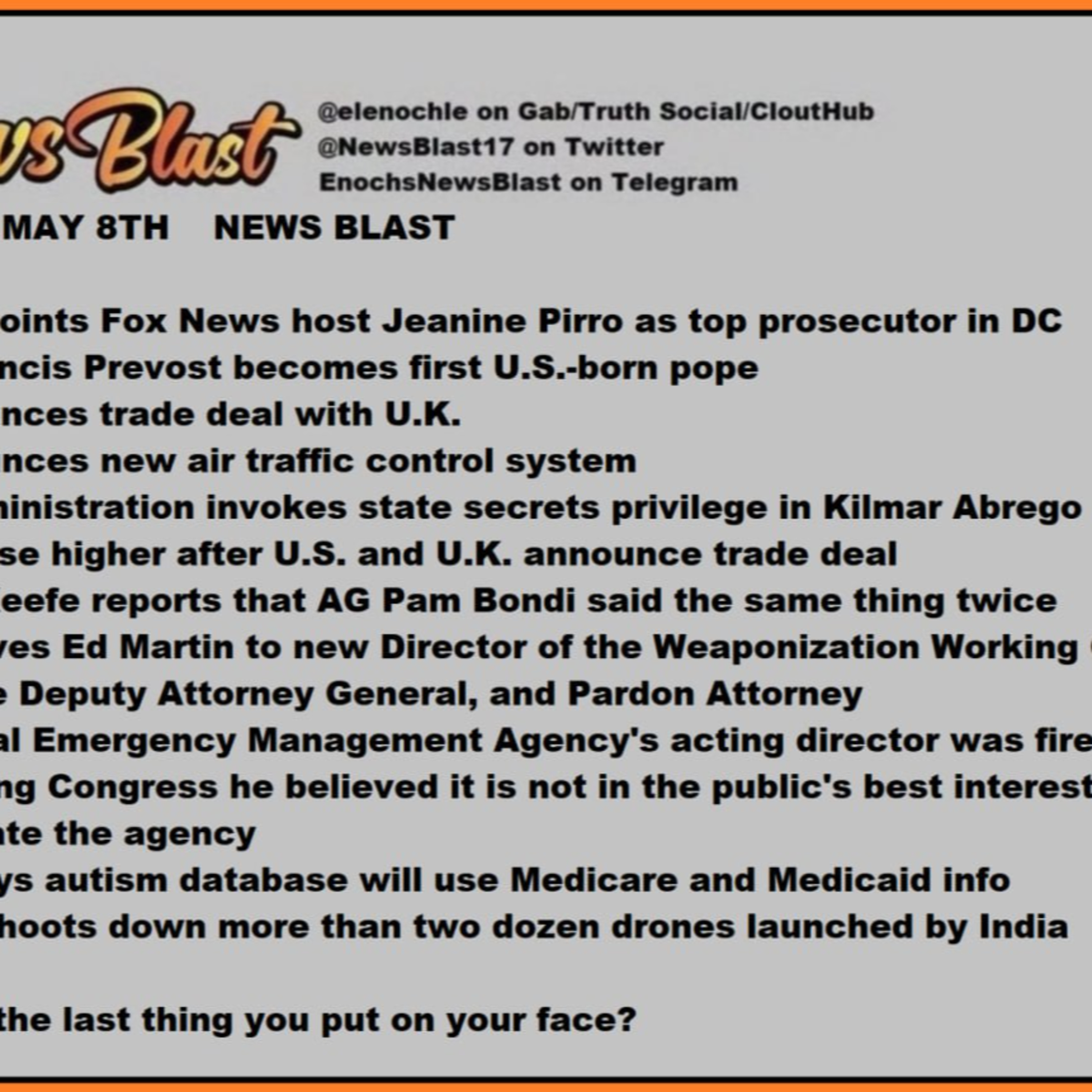 Thursday, May 8, 2025 News Blast episode artwork