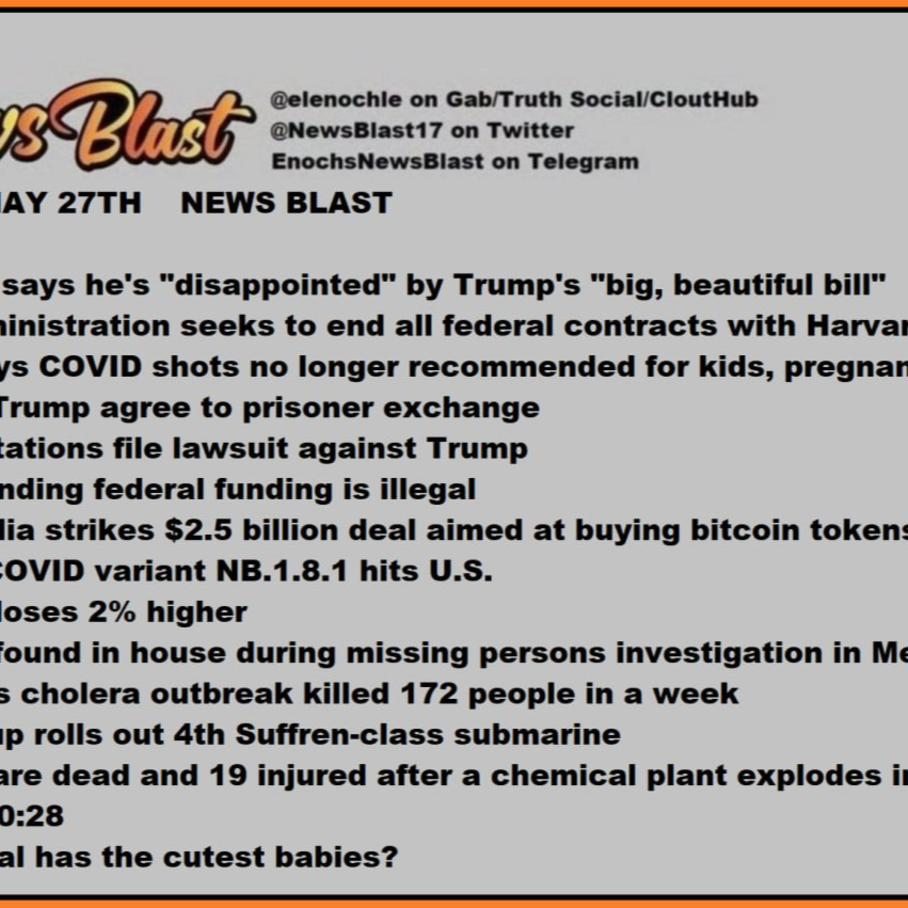 Tuesday, May 27, 2025 News Blast episode artwork