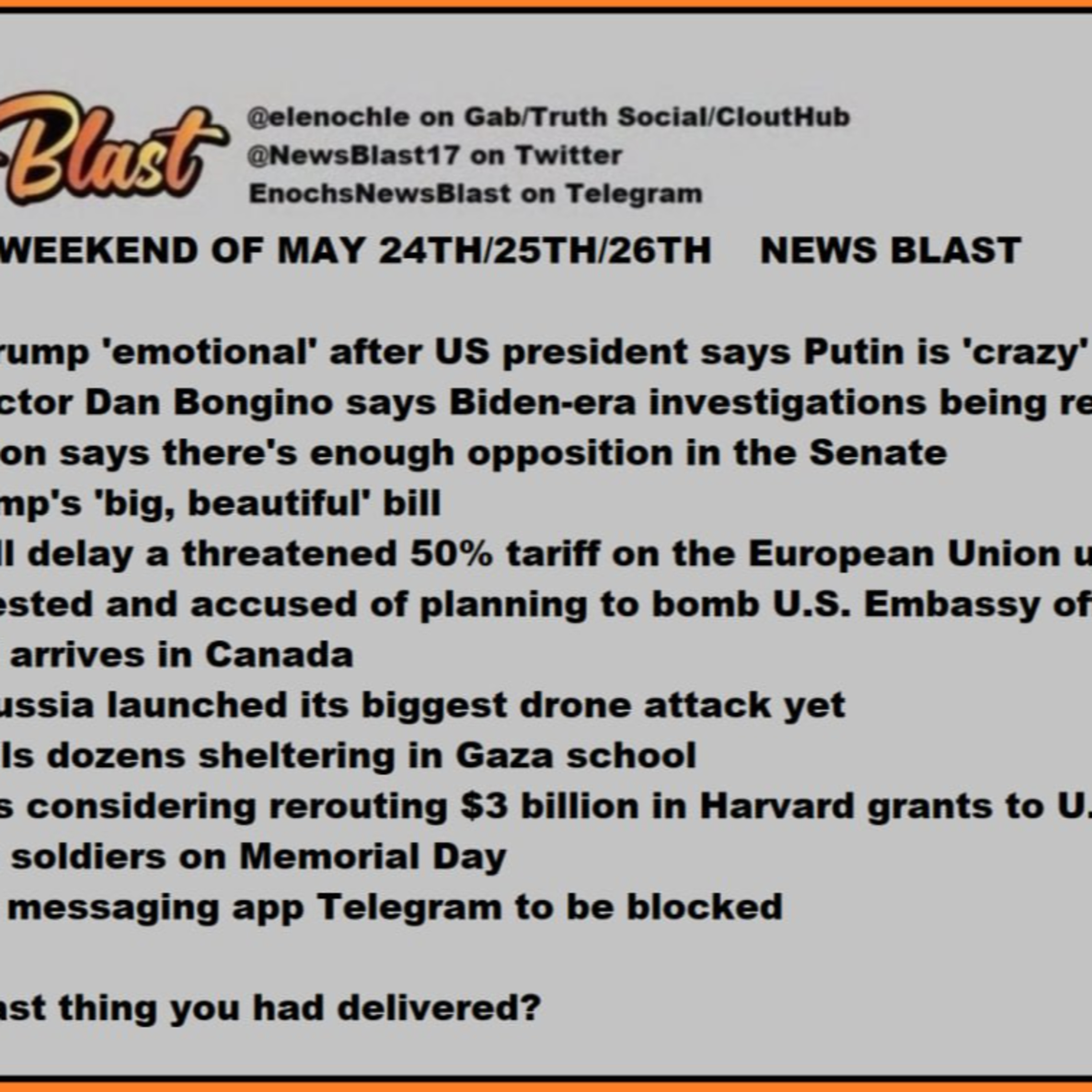 Memorial Day weekend, May 24-26, 2025 News Blast. episode artwork