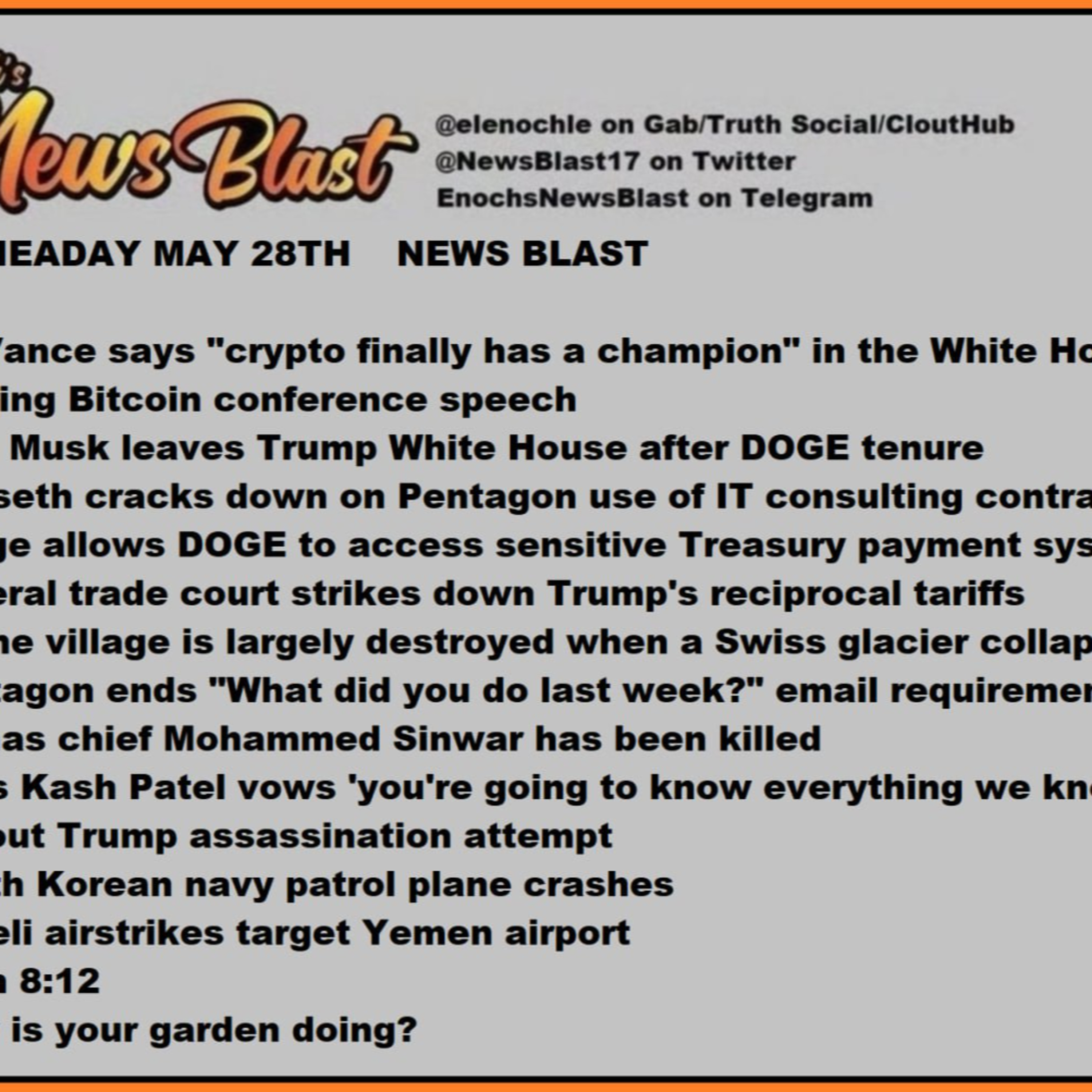 Wednesday 28, 2025. News Blast episode artwork