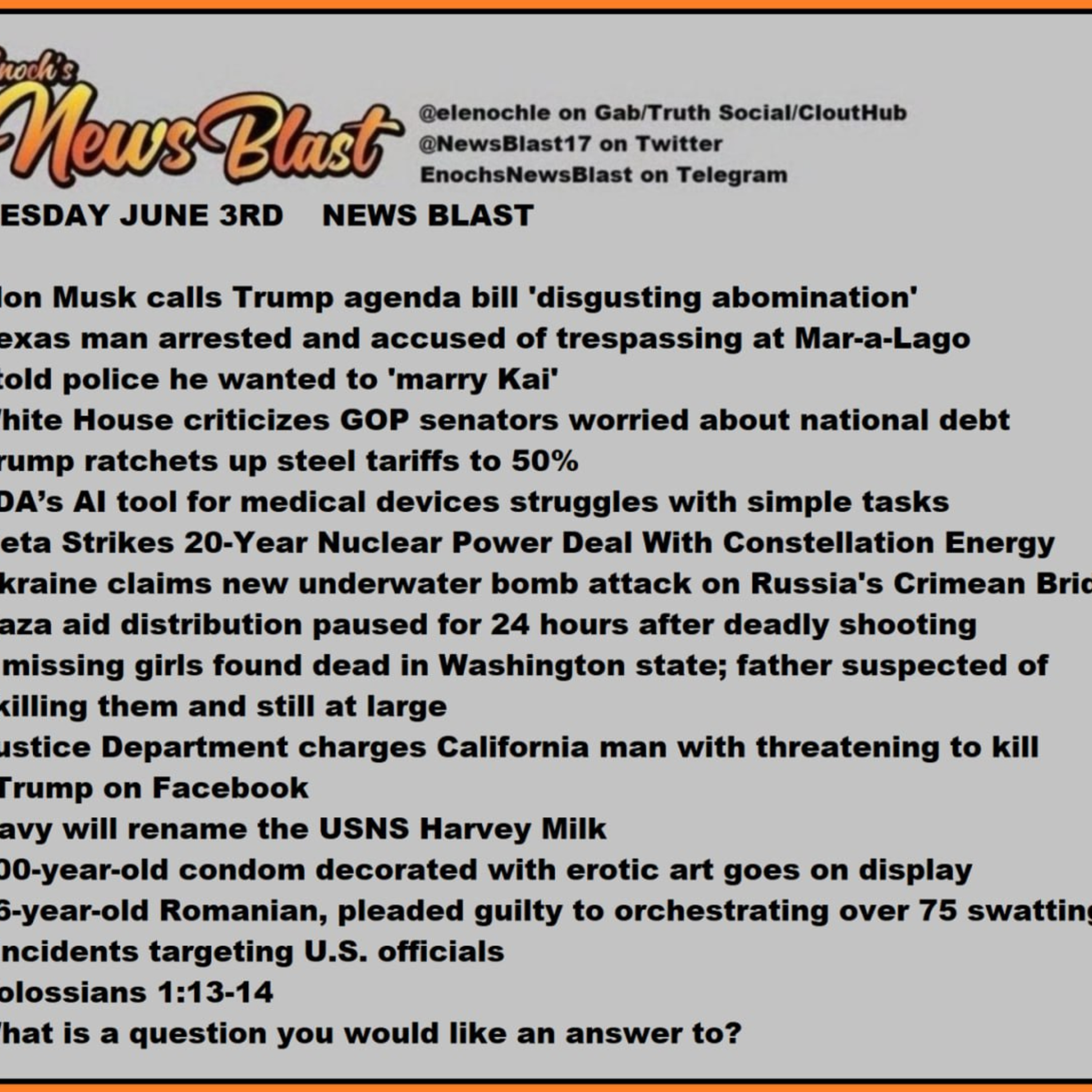 Tuesday, June 3, 2025 News Blast episode artwork