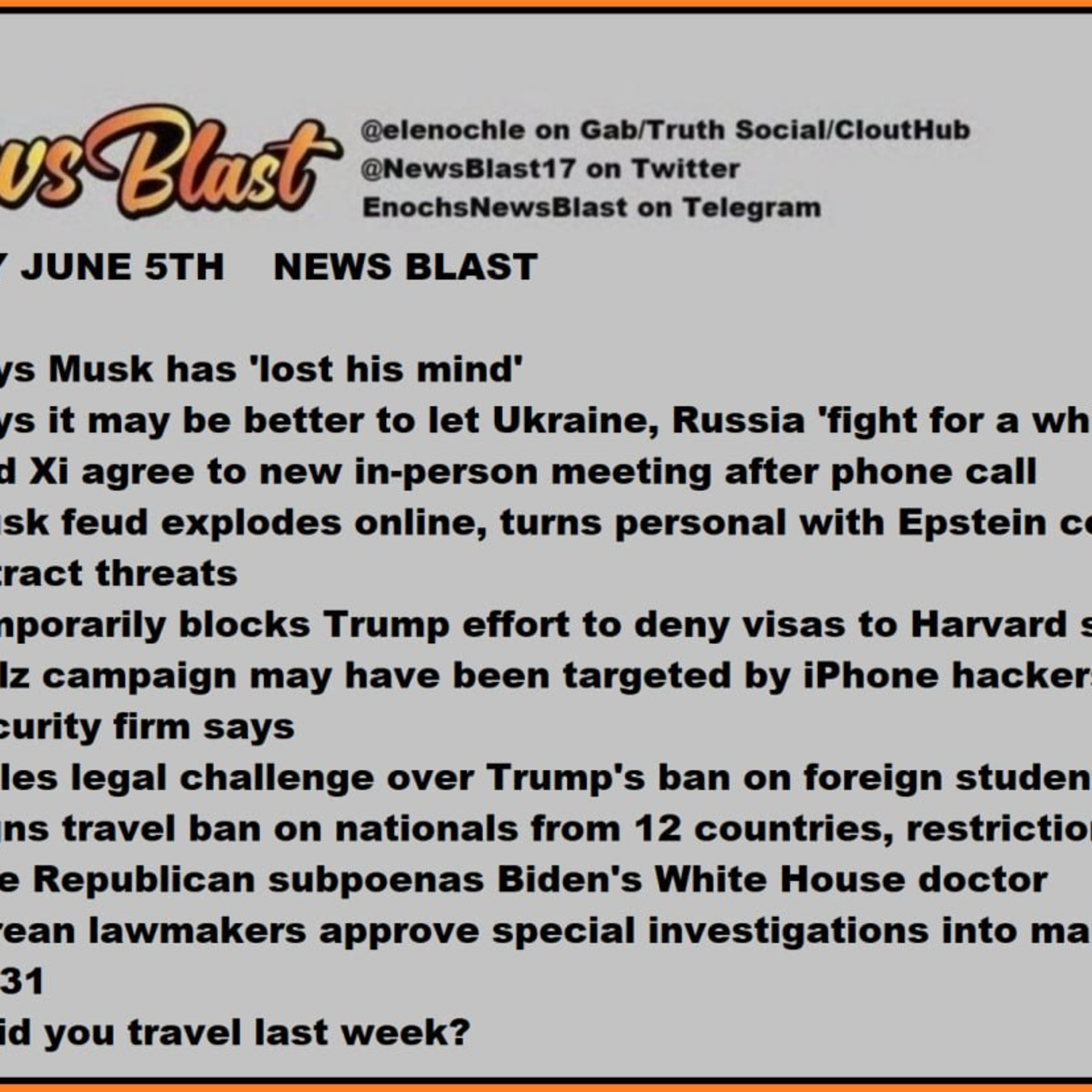 Thursday, June 5, 2025 News Blast episode artwork