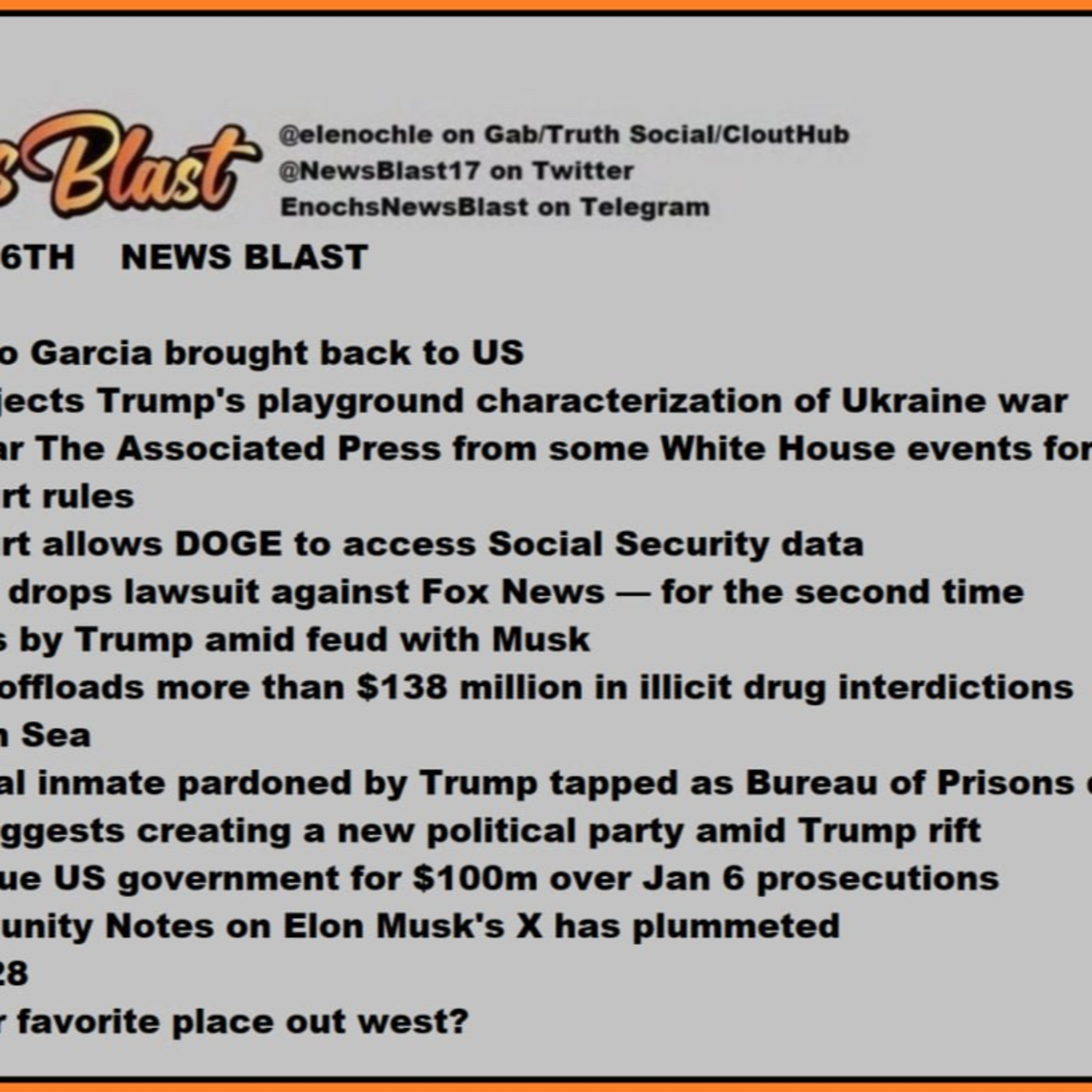 Friday, June 6, 2025 News Blast episode artwork