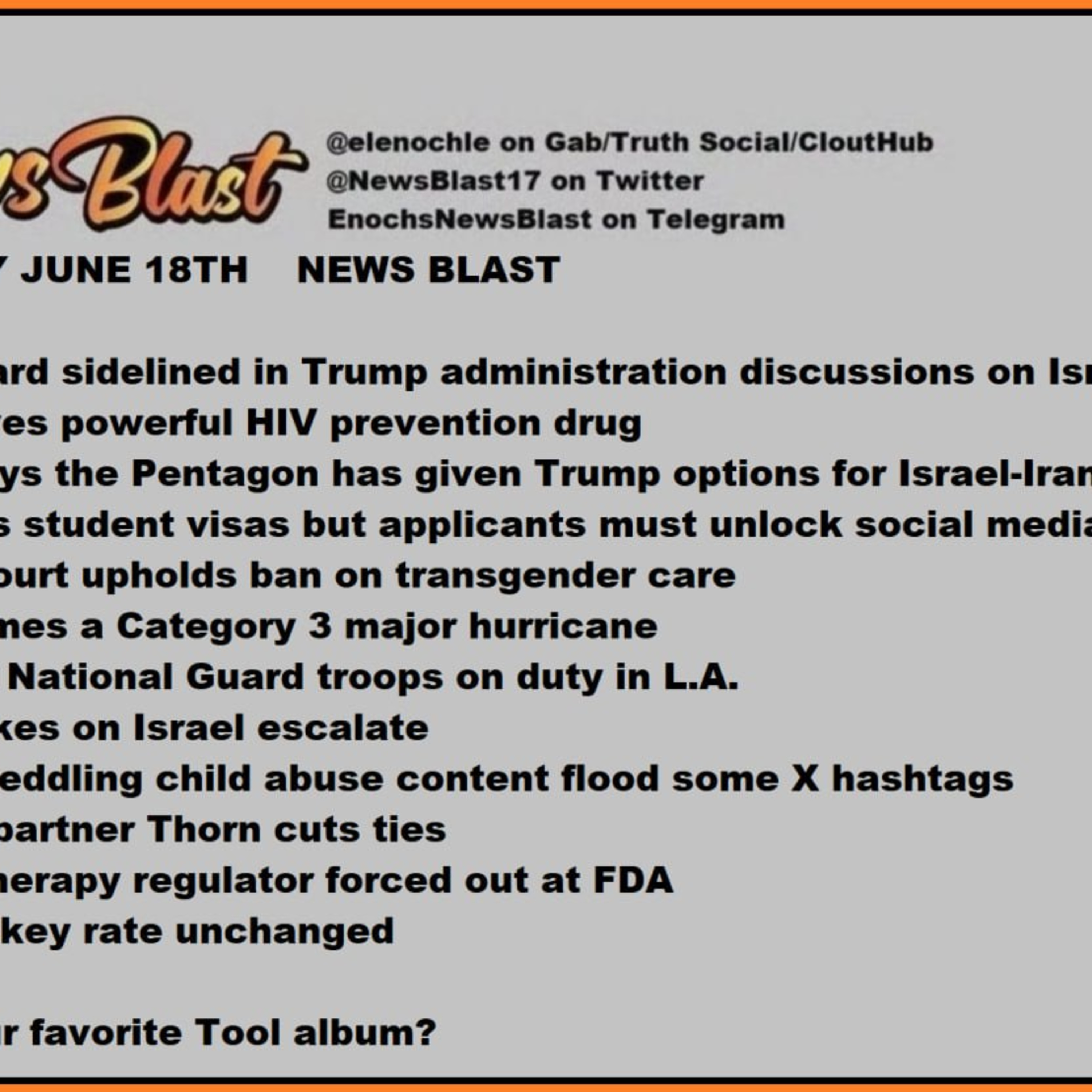 Wednesday, June 18, 2025 News Blast episode artwork