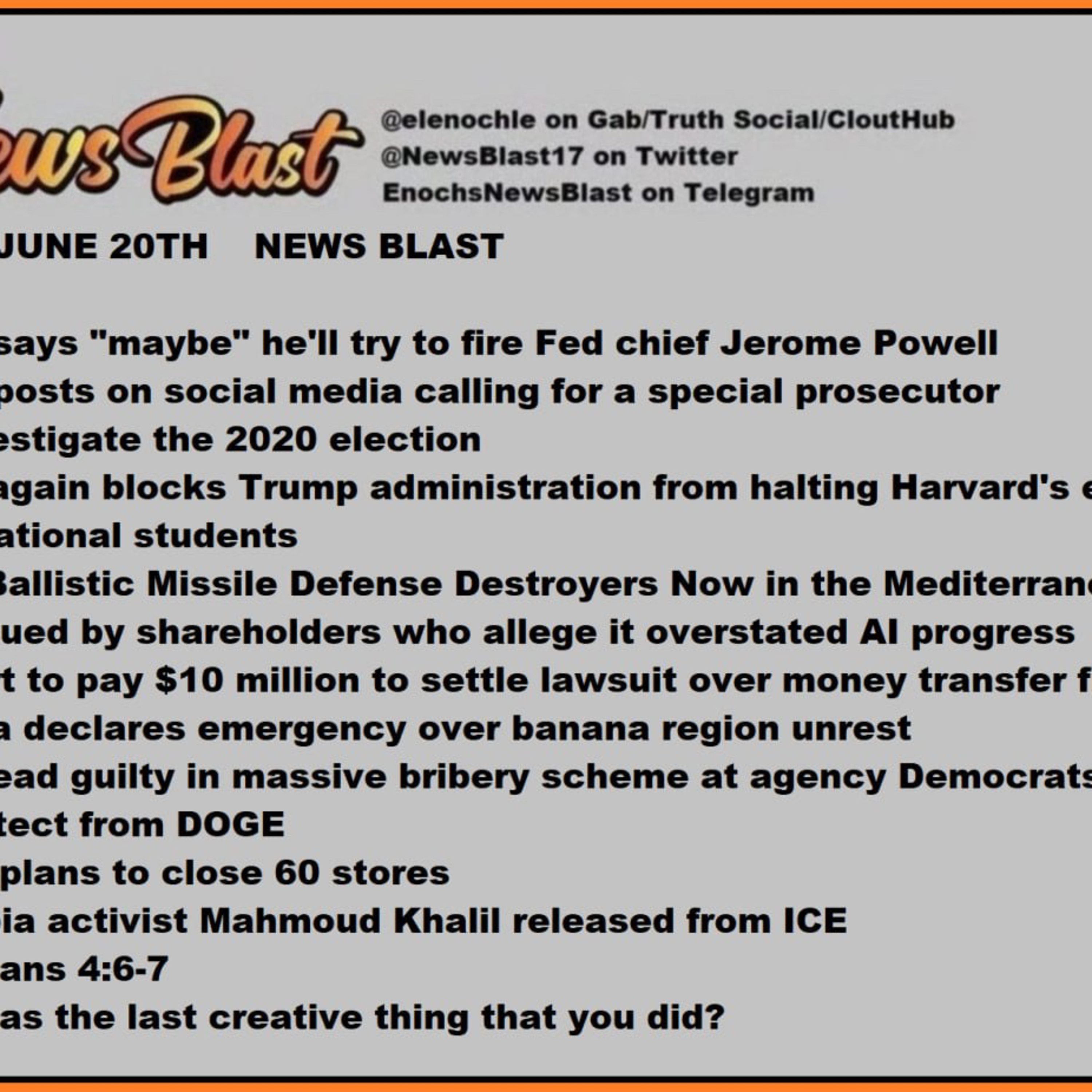 Friday June 20, 2025 New Blast episode artwork