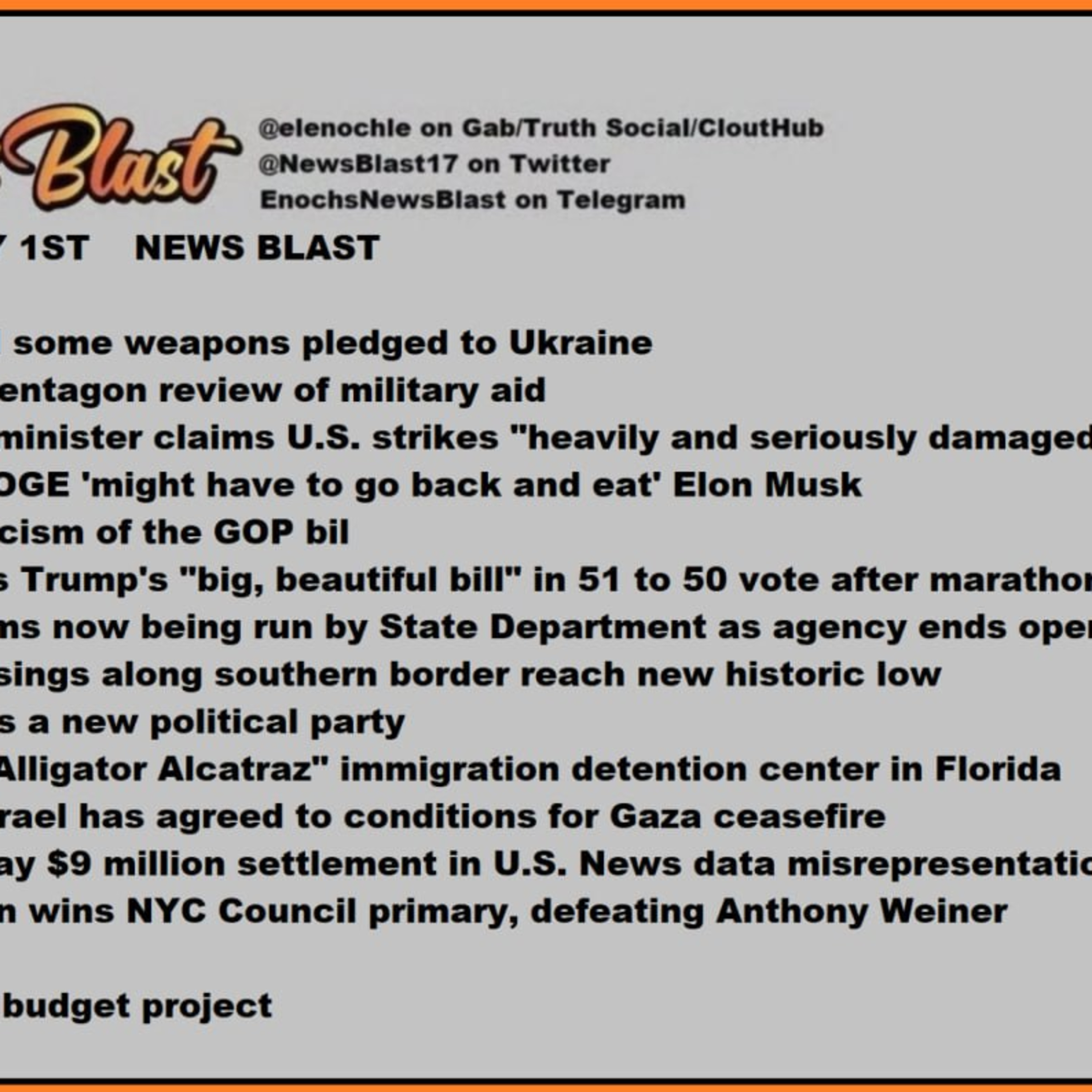 Tuesday July 1, 2025 News Blast episode artwork