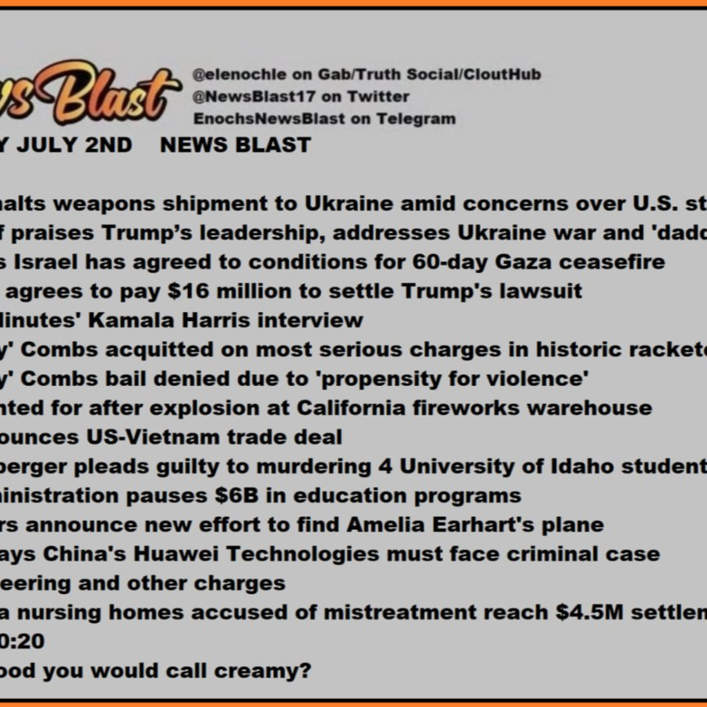 Wednesday, July 2, 2025 News Blast episode artwork