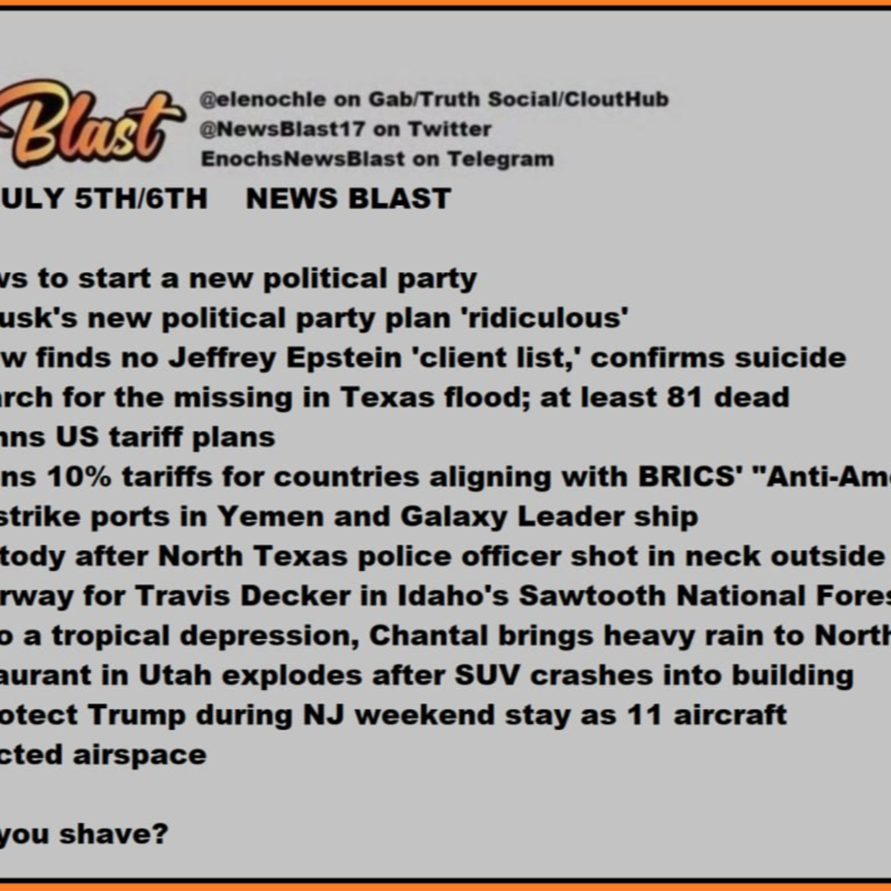Weekend of July 5 and 6, 2025 News Blast episode artwork