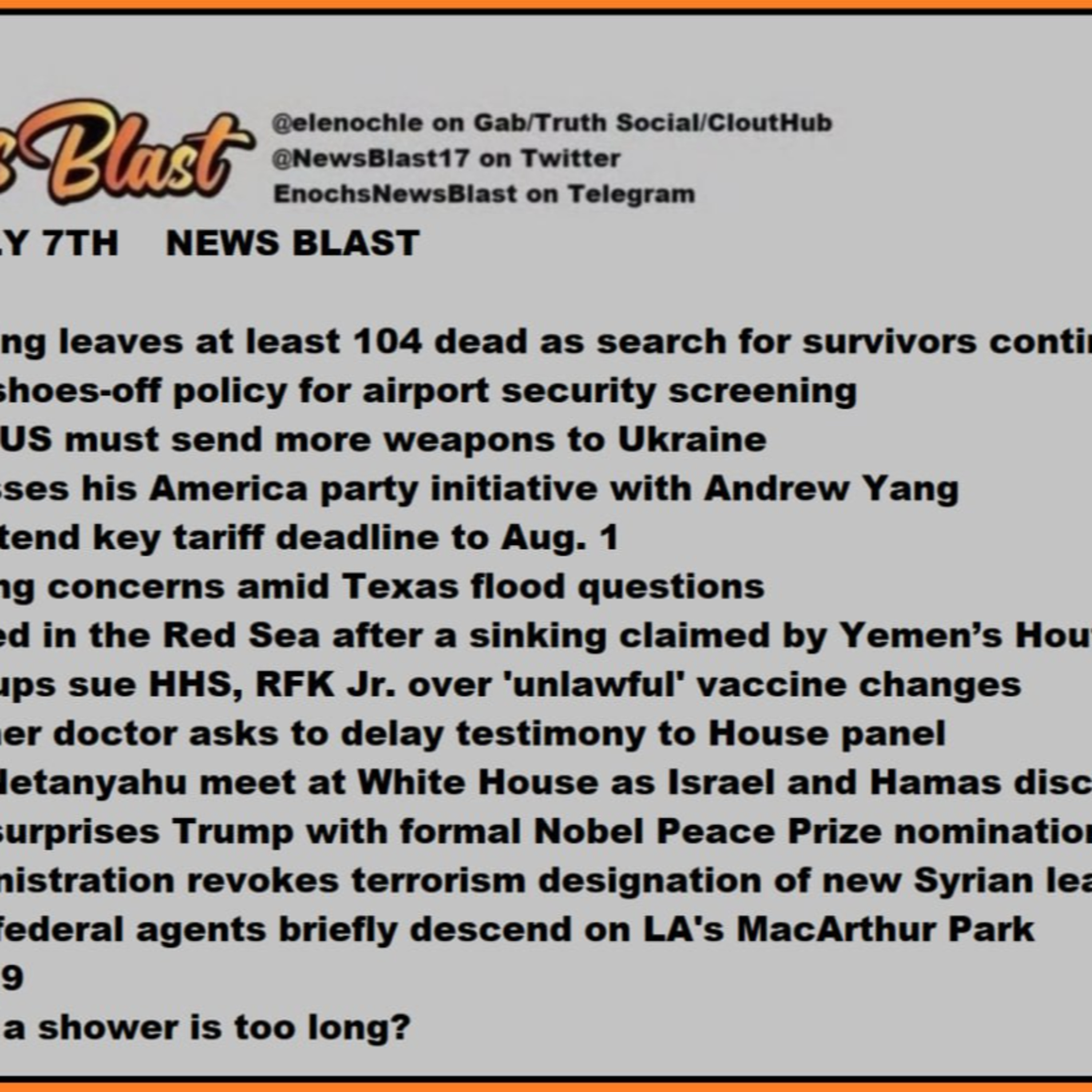 Monday, July 7, 2025 News Blast episode artwork