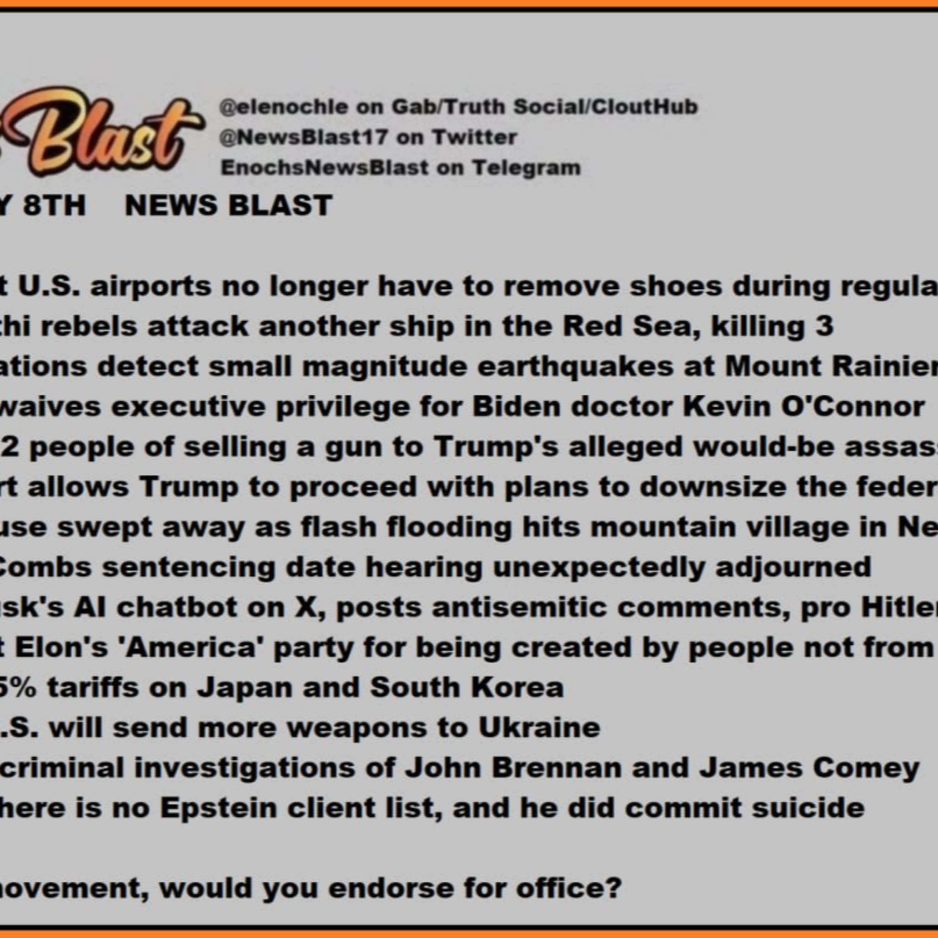 Tuesday, July 8, 2025 News Blast episode artwork