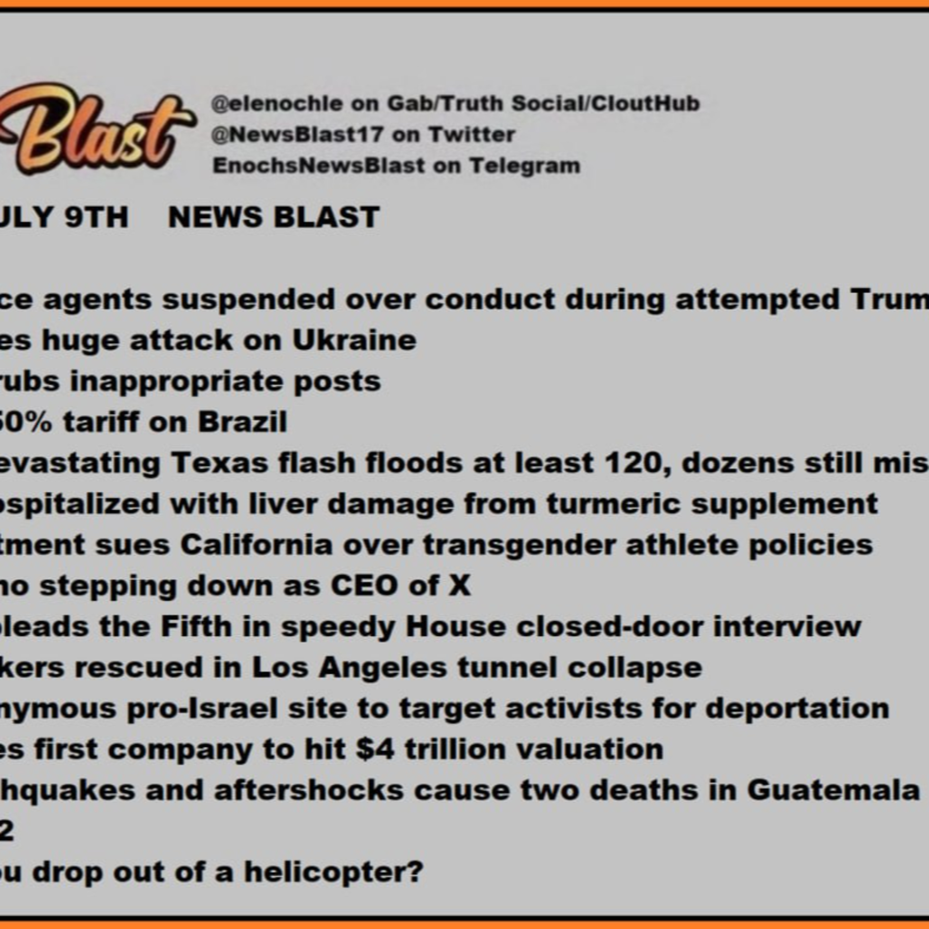 Wednesday, July 9, 2025 News Blast. episode artwork