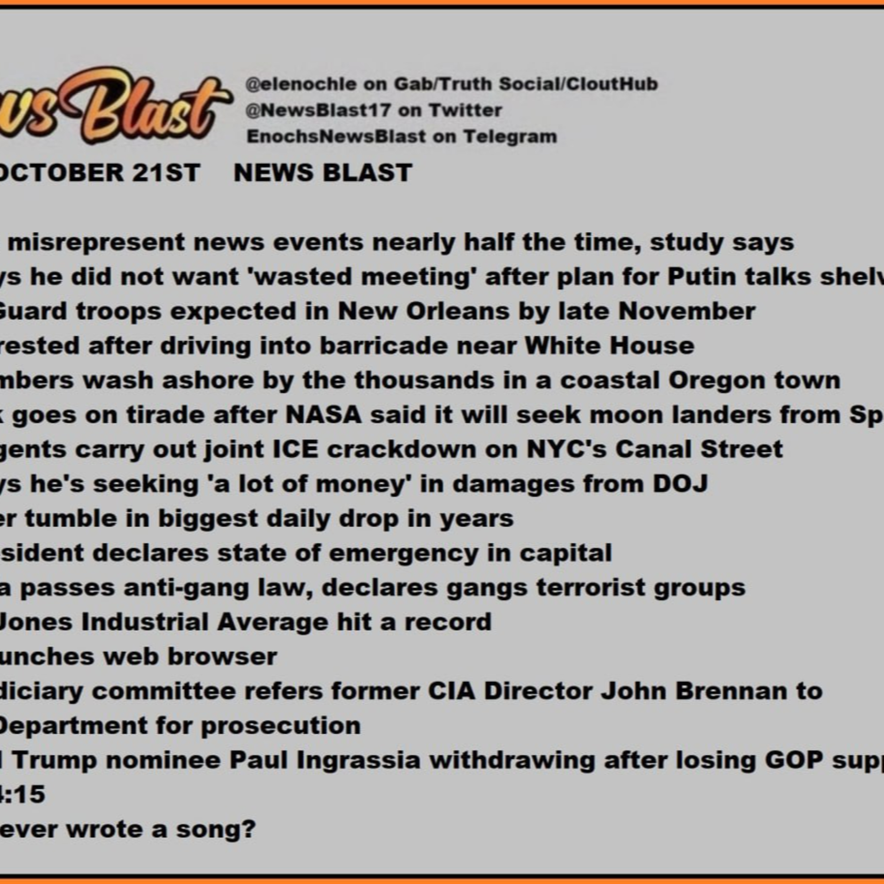 Tuesday, October 21, 2025 News Blast episode artwork