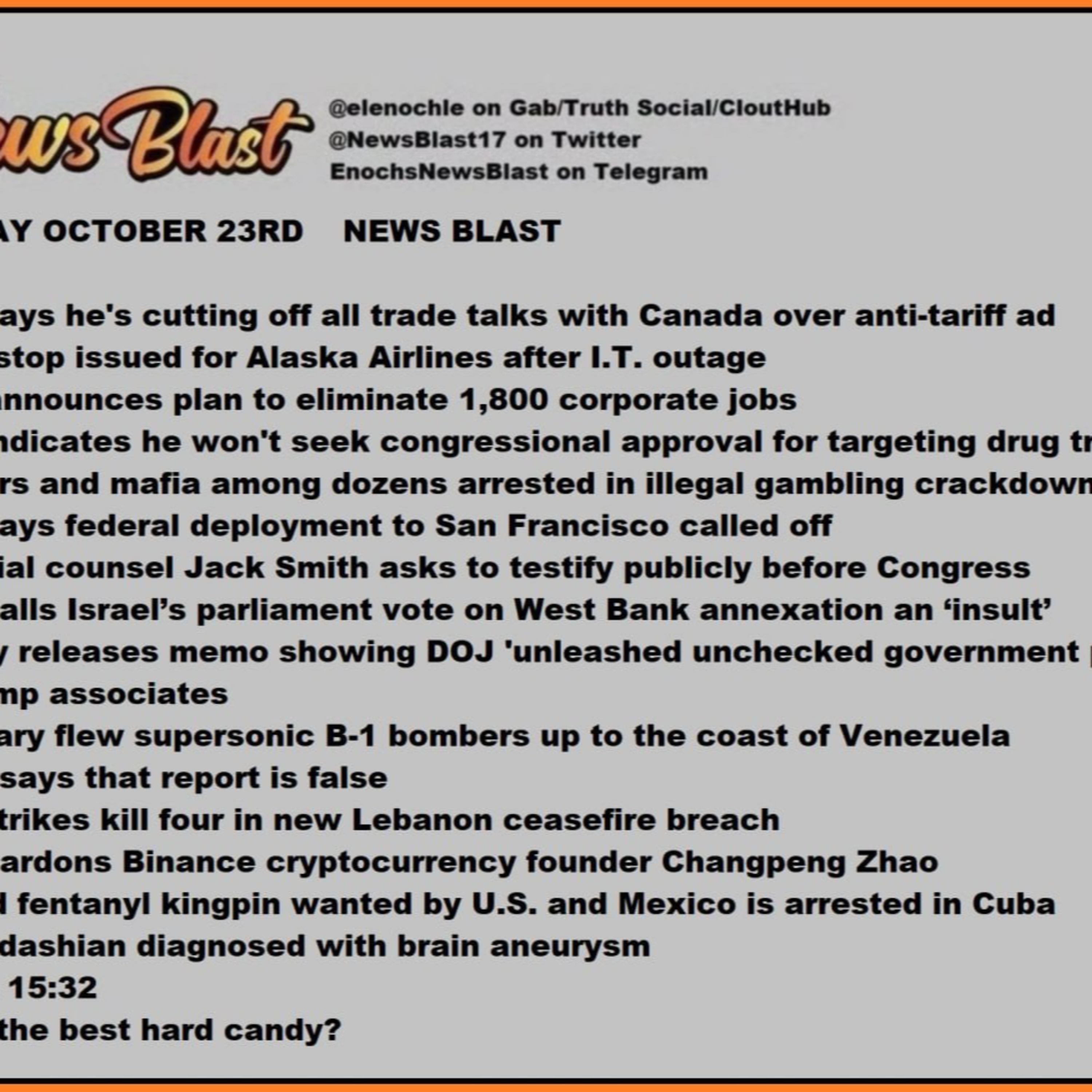 Thursday, October 23, 2025 News Blast episode artwork