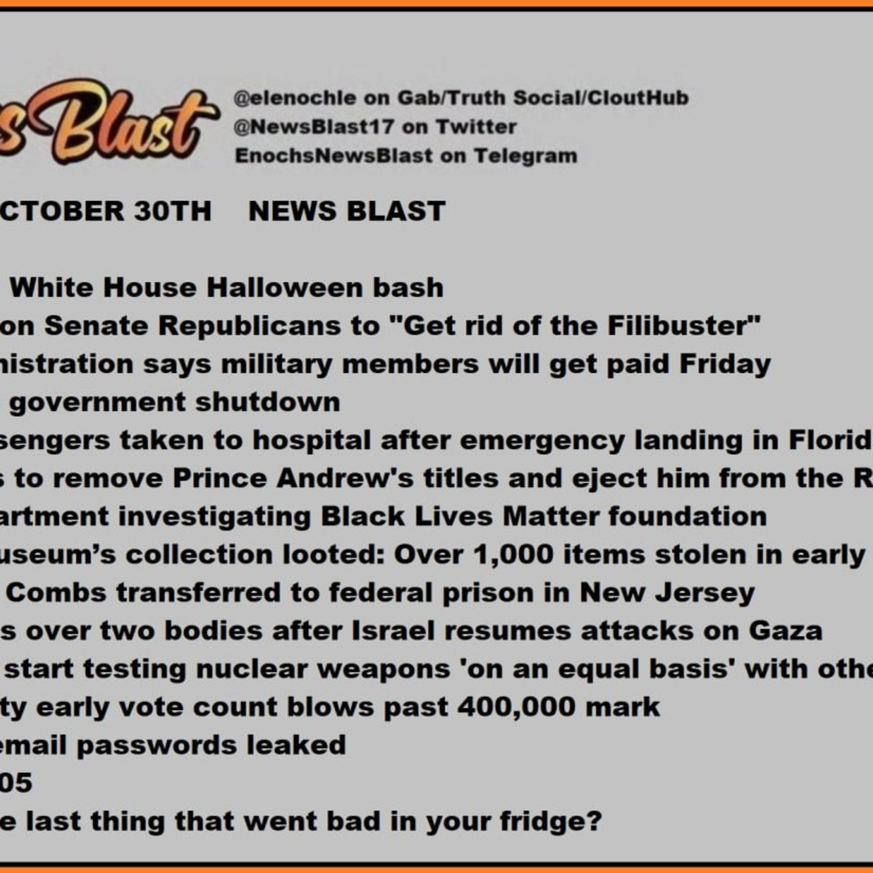 Thursday, October 30, 2025 News Blast episode artwork