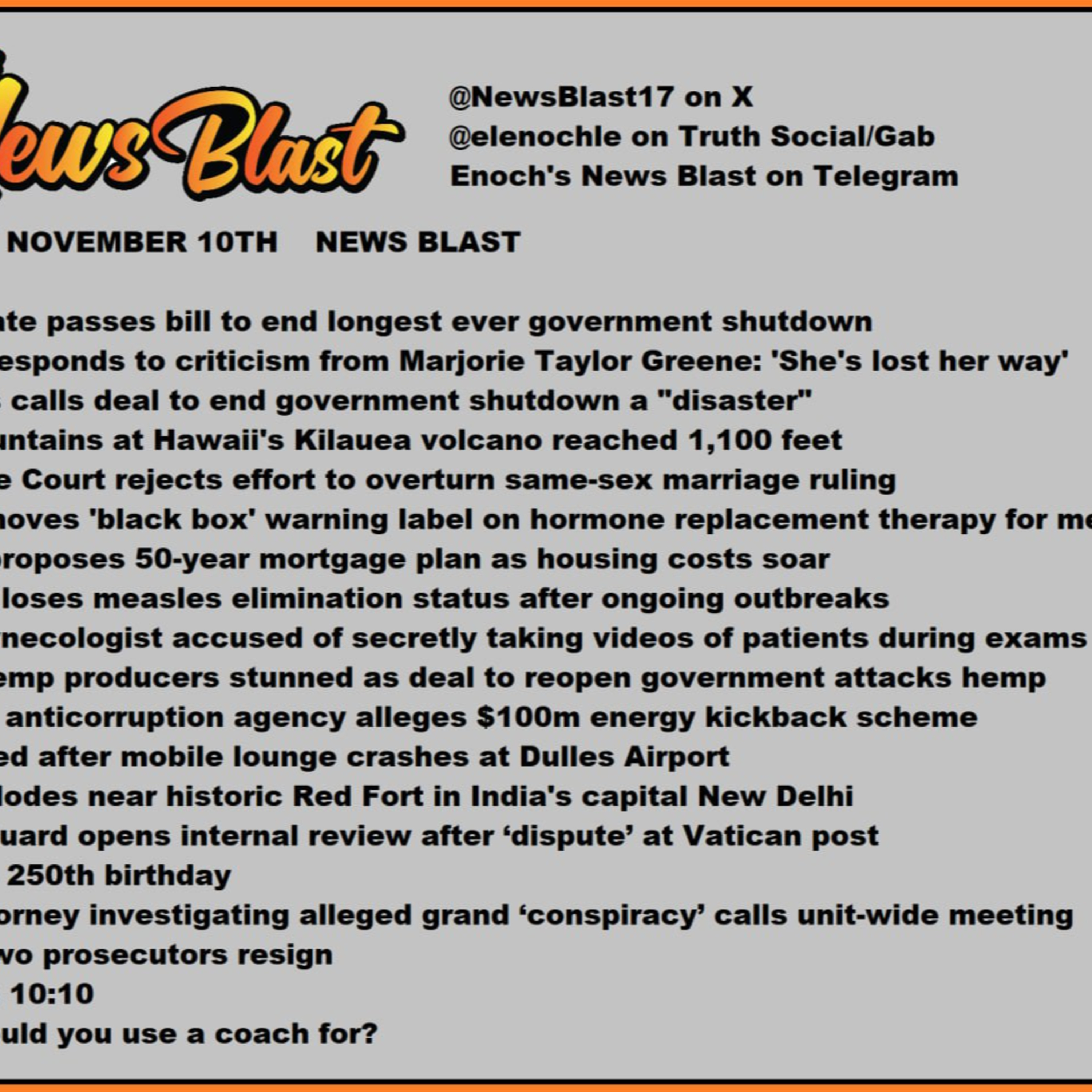 Monday November 10, 2025 News Blast episode artwork