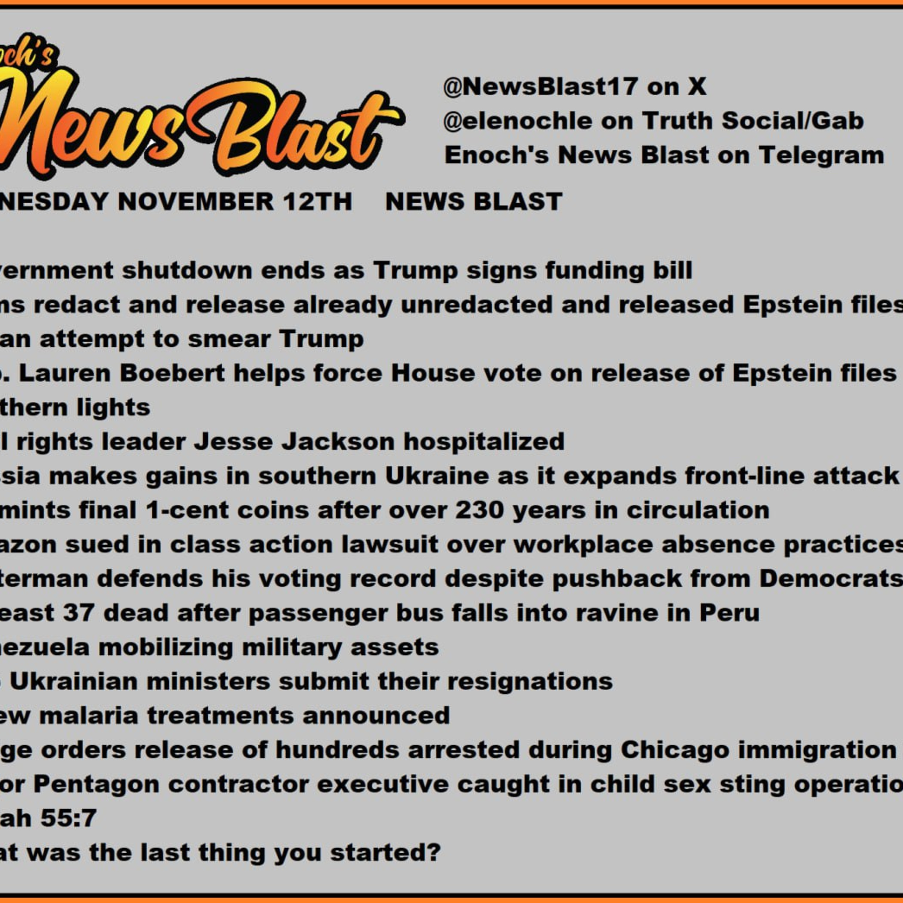 Wednesday, November 12, 2025 News Blast episode artwork