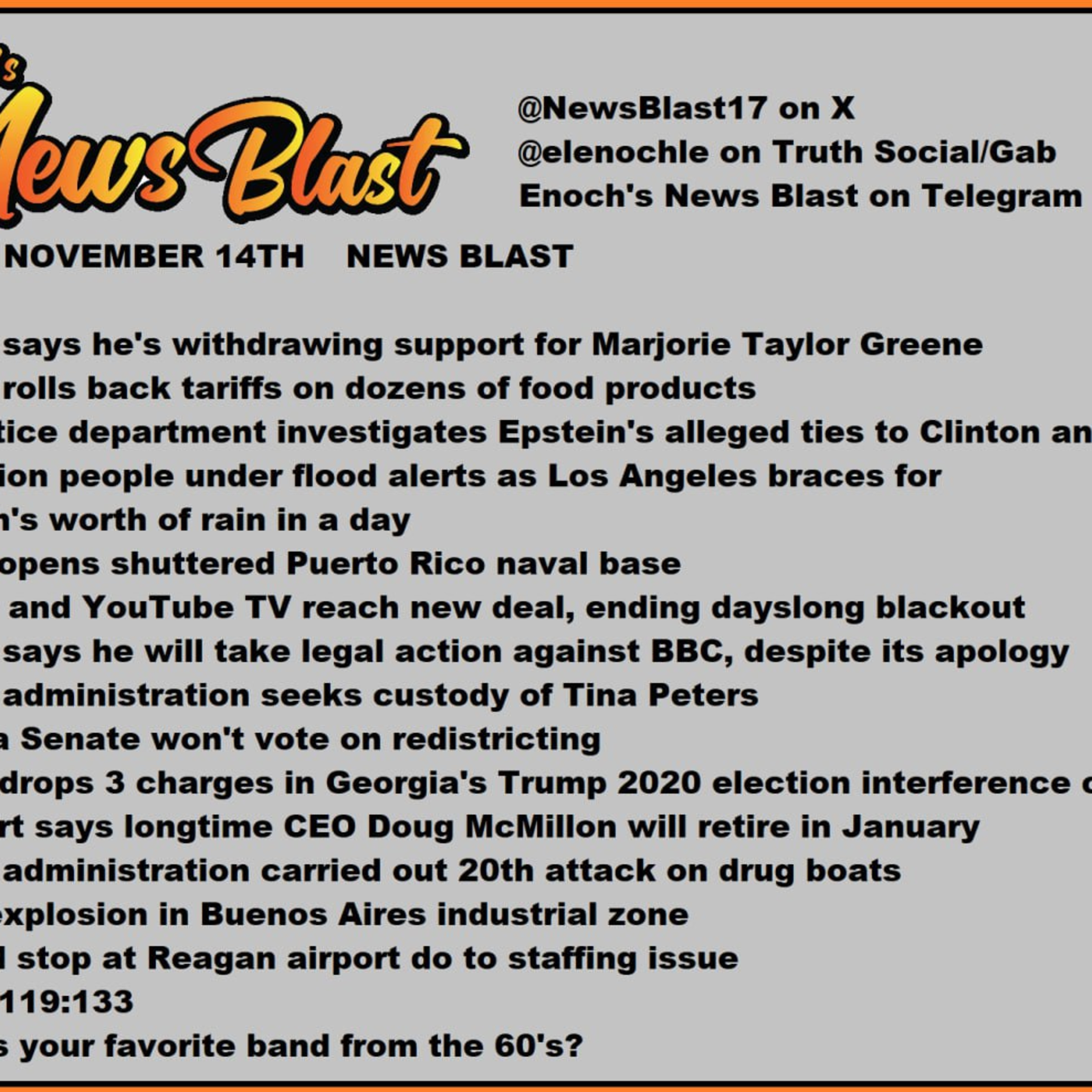 Friday, November 14, 2025 News Blast episode artwork