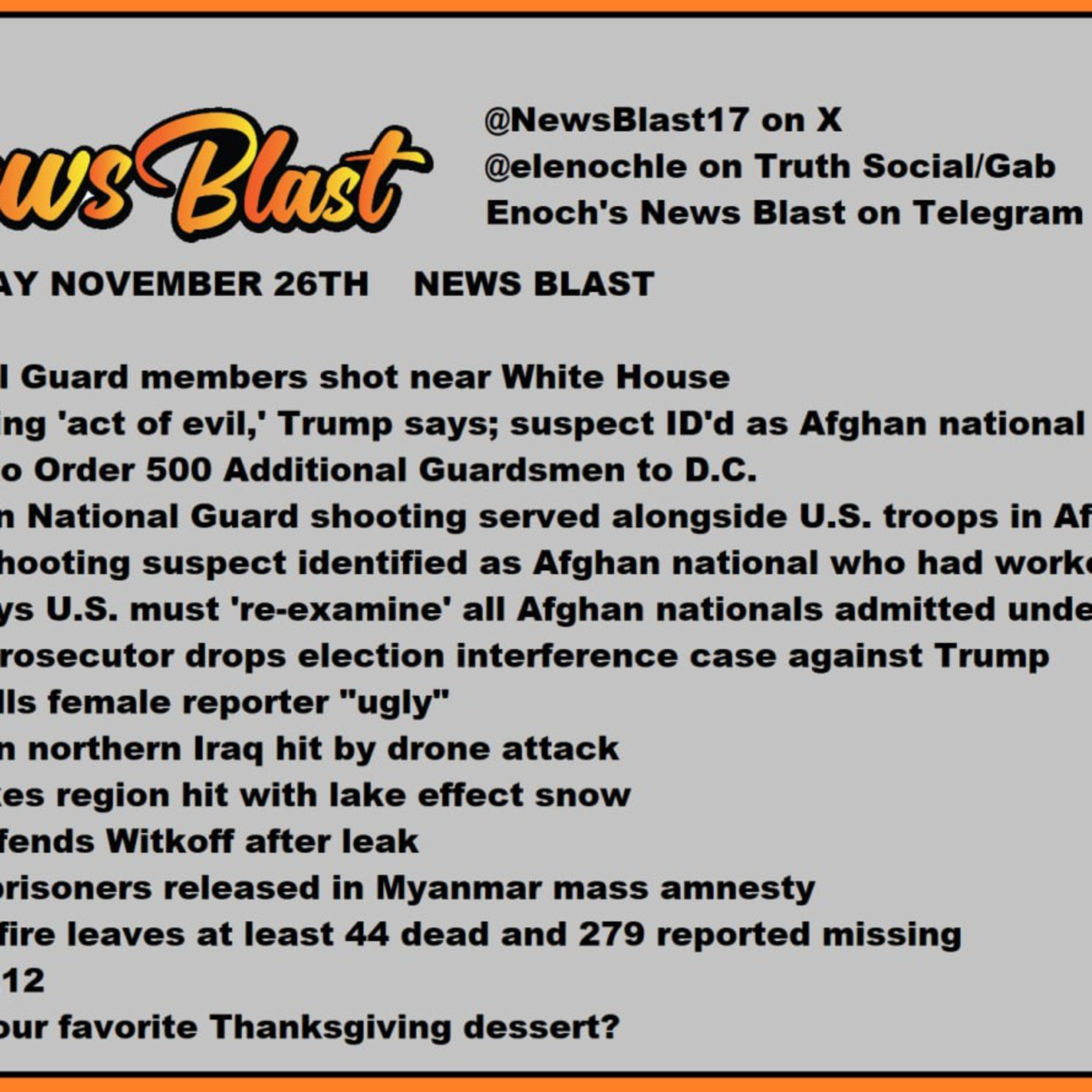 Wednesday November 26, 2025 News Blast. episode artwork