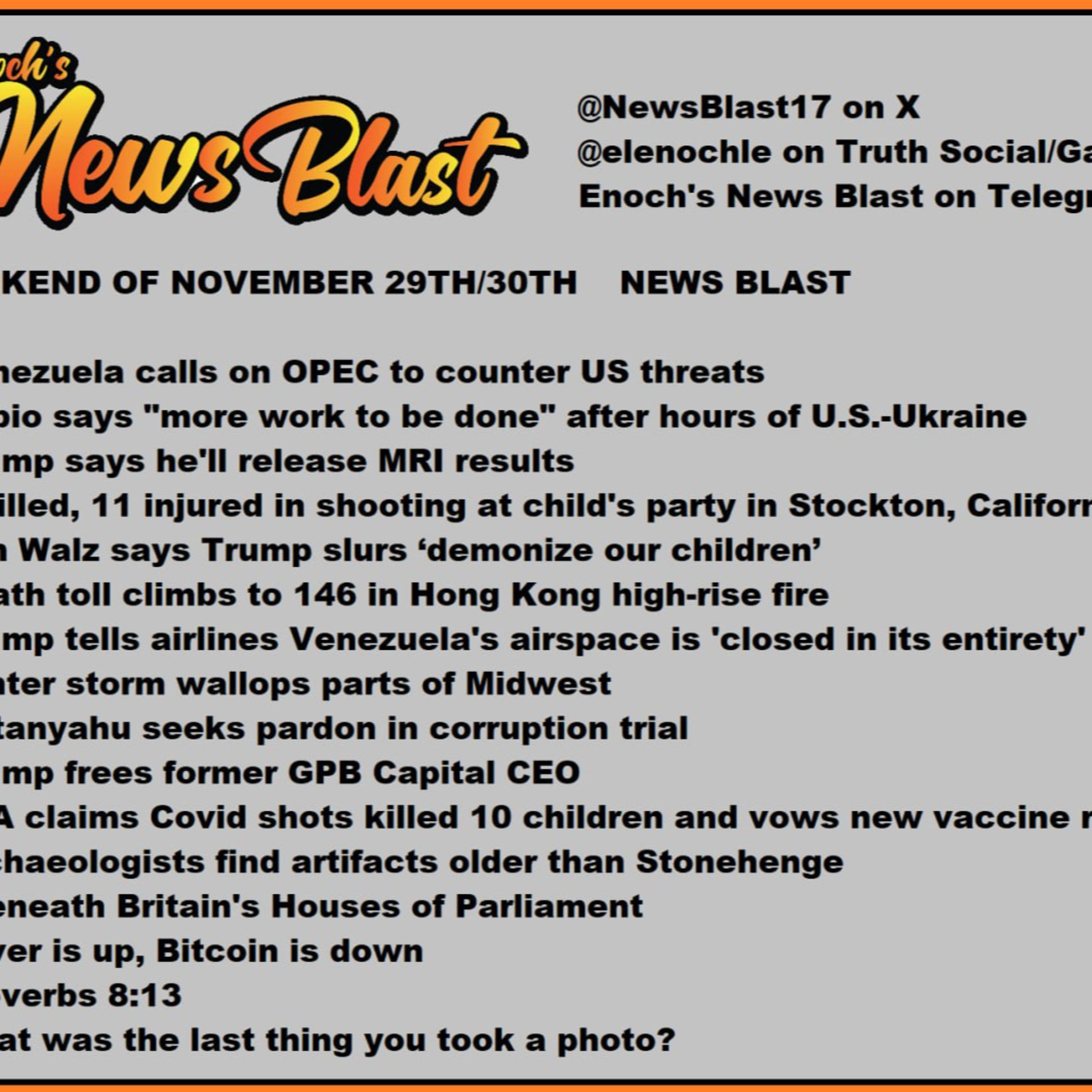 Weekend November 29-30, 2025 News Blast episode artwork