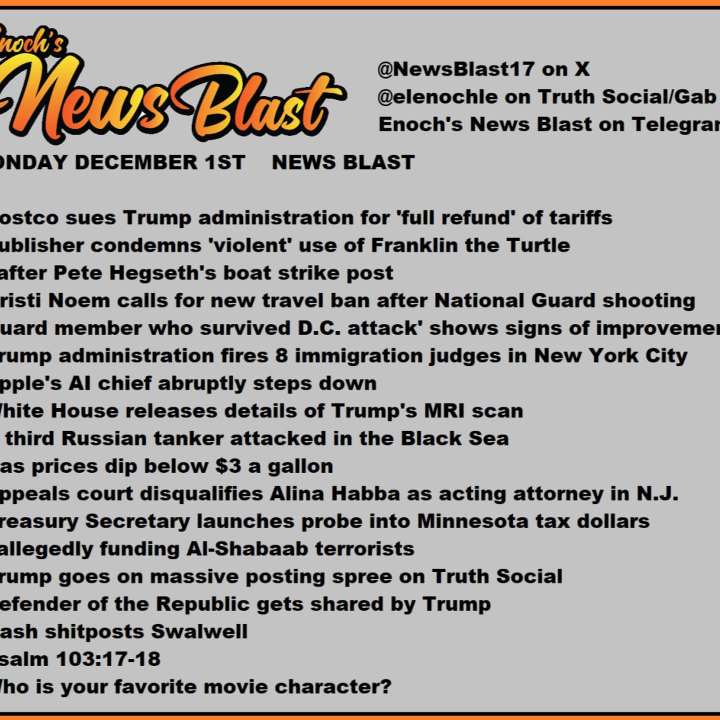 Monday, December 1, 2025 News Blast. episode artwork