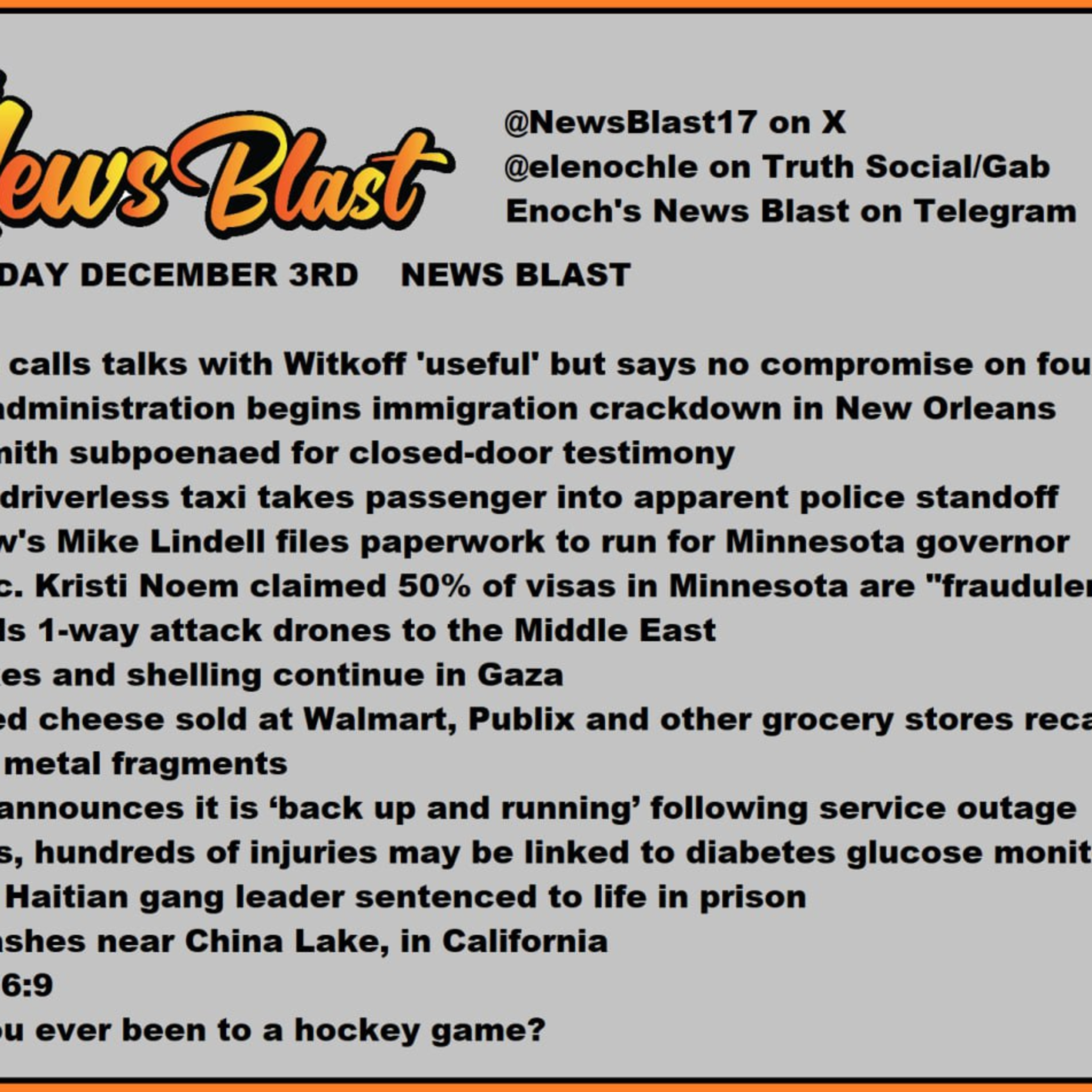Wednesday, December 3, 2025 News Blast episode artwork