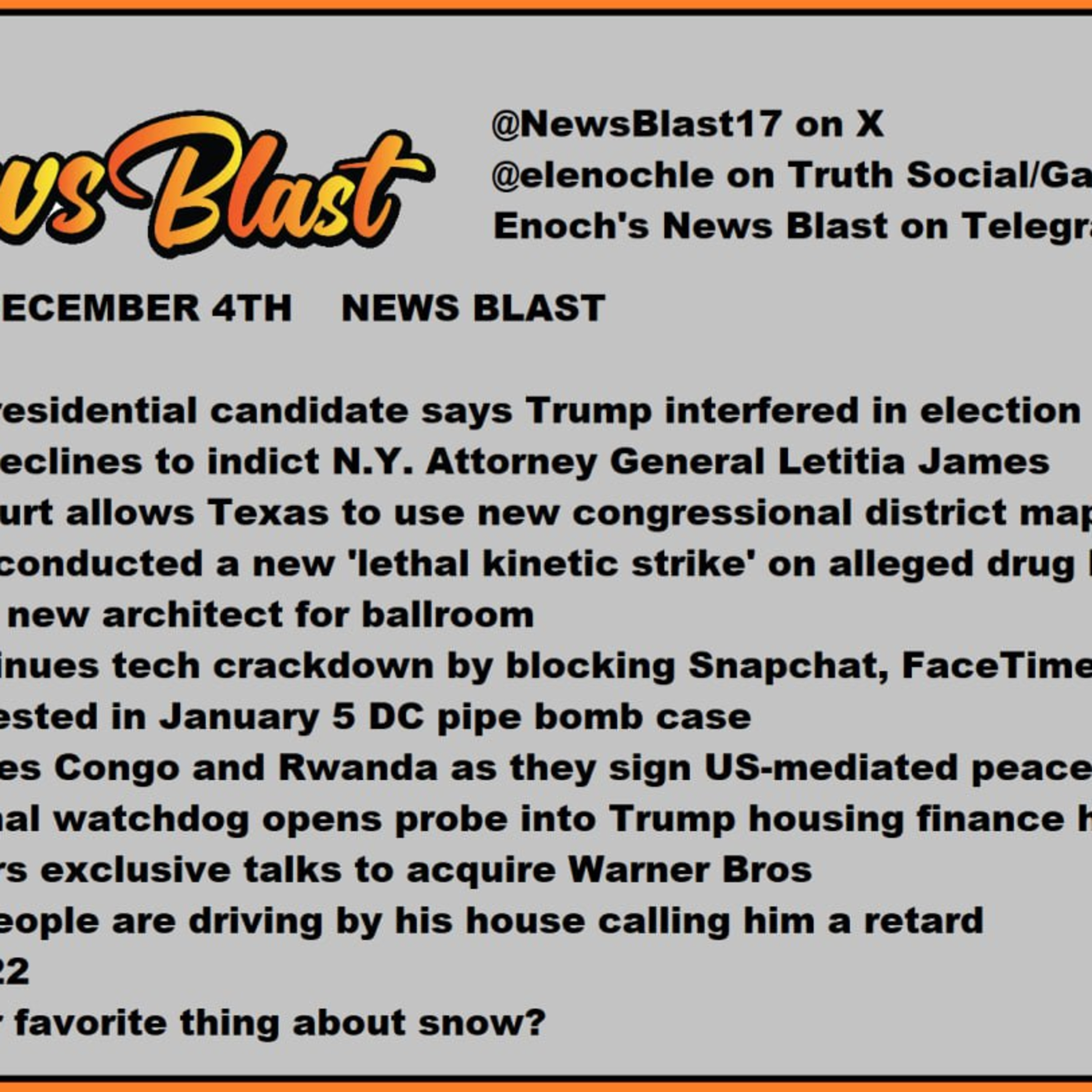 Thursday, December 4, 2025 News Blast episode artwork